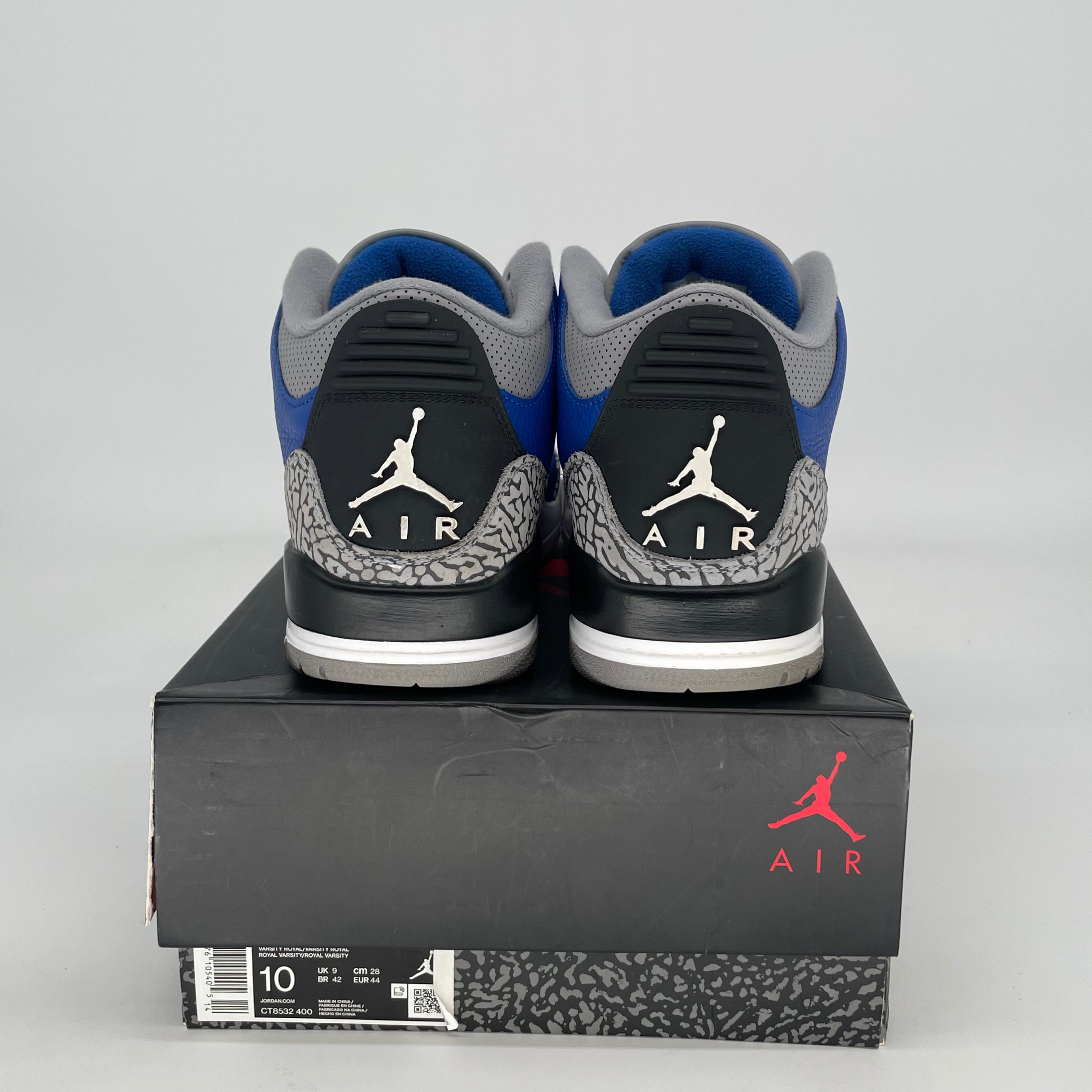 AIR JORDAN 3 VARSITY ROYAL CEMENT CT8532-400 SIZE 10/11.5W