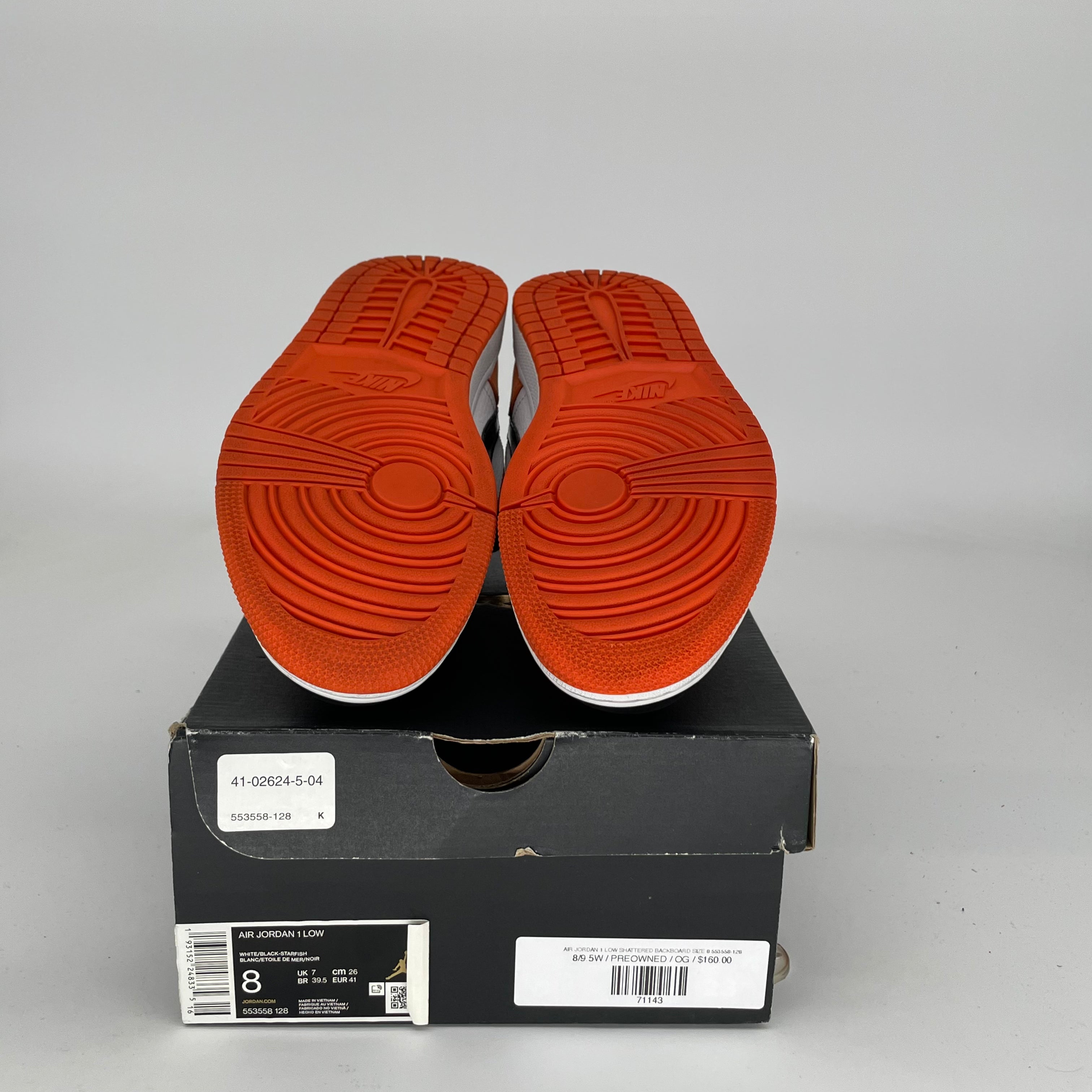 AIR JORDAN 1 LOW SHATTERED BACKBOARD SIZE 8 553558-128