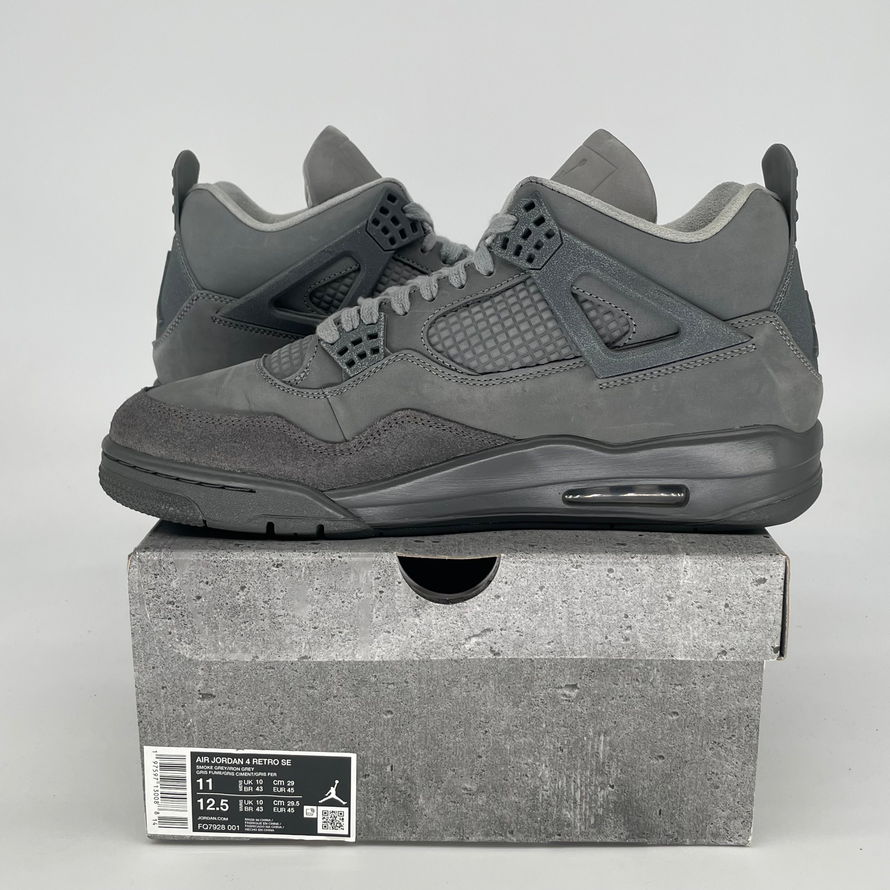 AIR JORDAN 4 WET CEMENT FQ7928-001 SIZE 11/12.5W