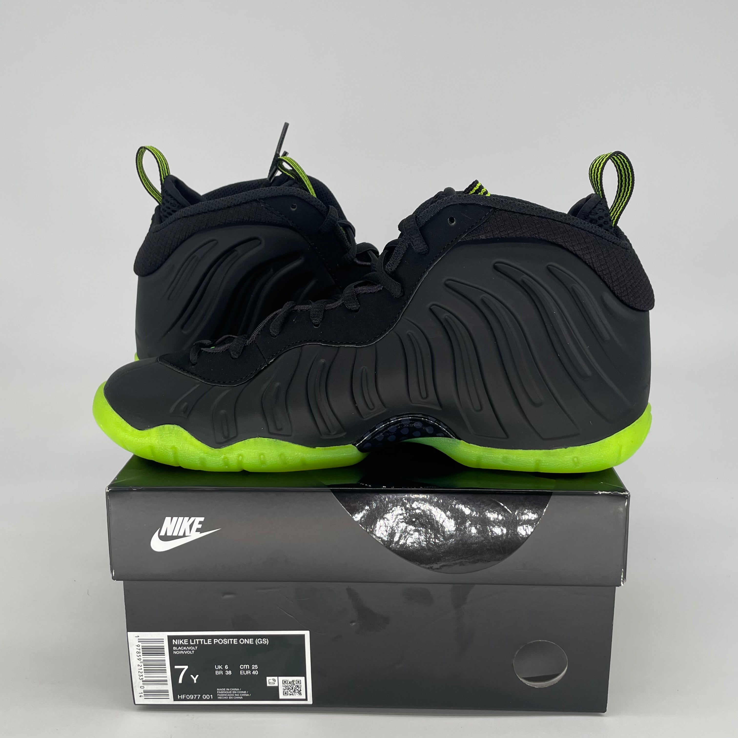 NIKE LITTLE POSITE ONE BLACK VOLT HF0977-001 SIZE 7/8.5W