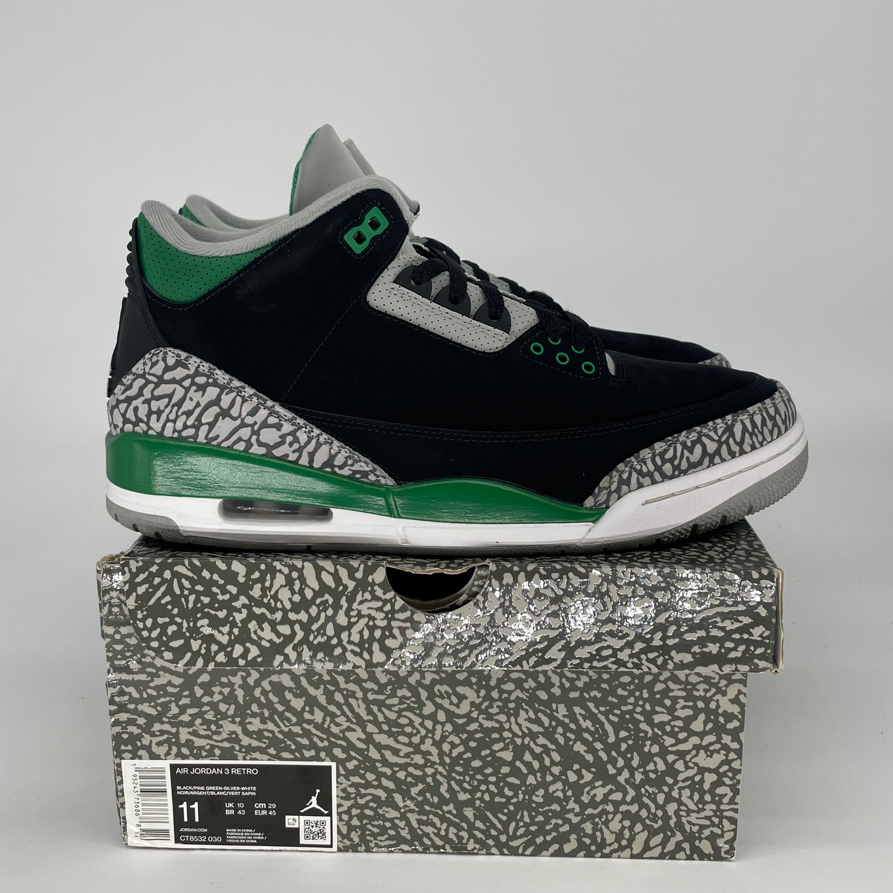 AIR JORDAN 3 PINE GREEN CT8532-030 SIZE 11/12.5W