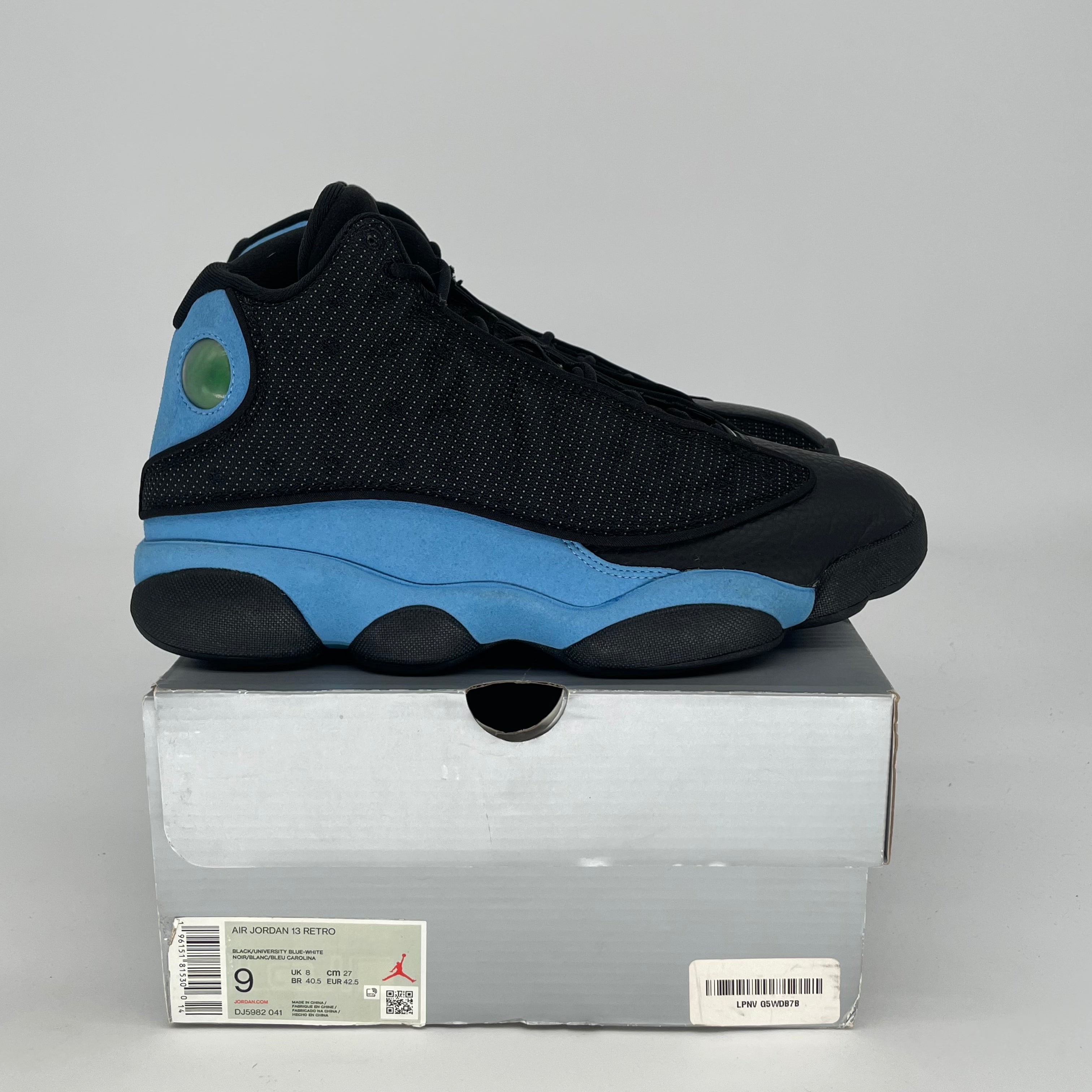 AIR JORDAN 13 BLACK UNIVERSITY BLUE DJ5982-041 SIZE 9/10.5W