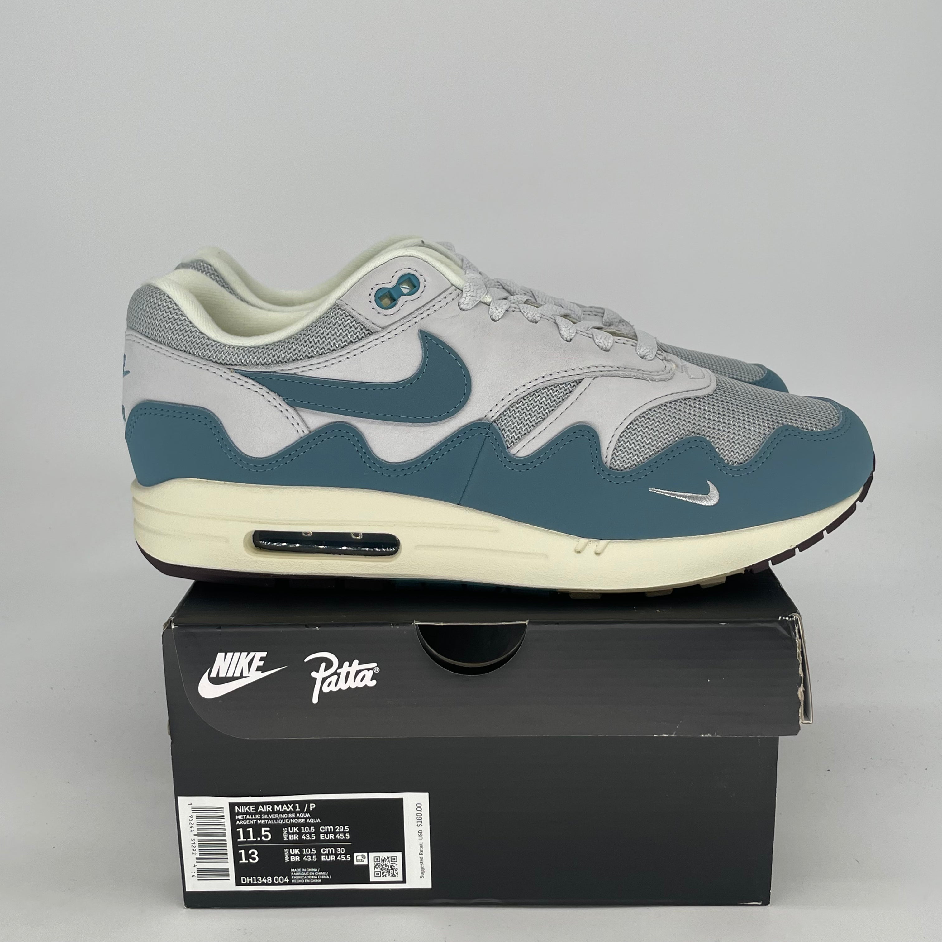 NIKE AIR MAX 1 PATTA WAVES NOISE AQUA W/ BRACELET DH1348-004 SIZE 11.5/13W