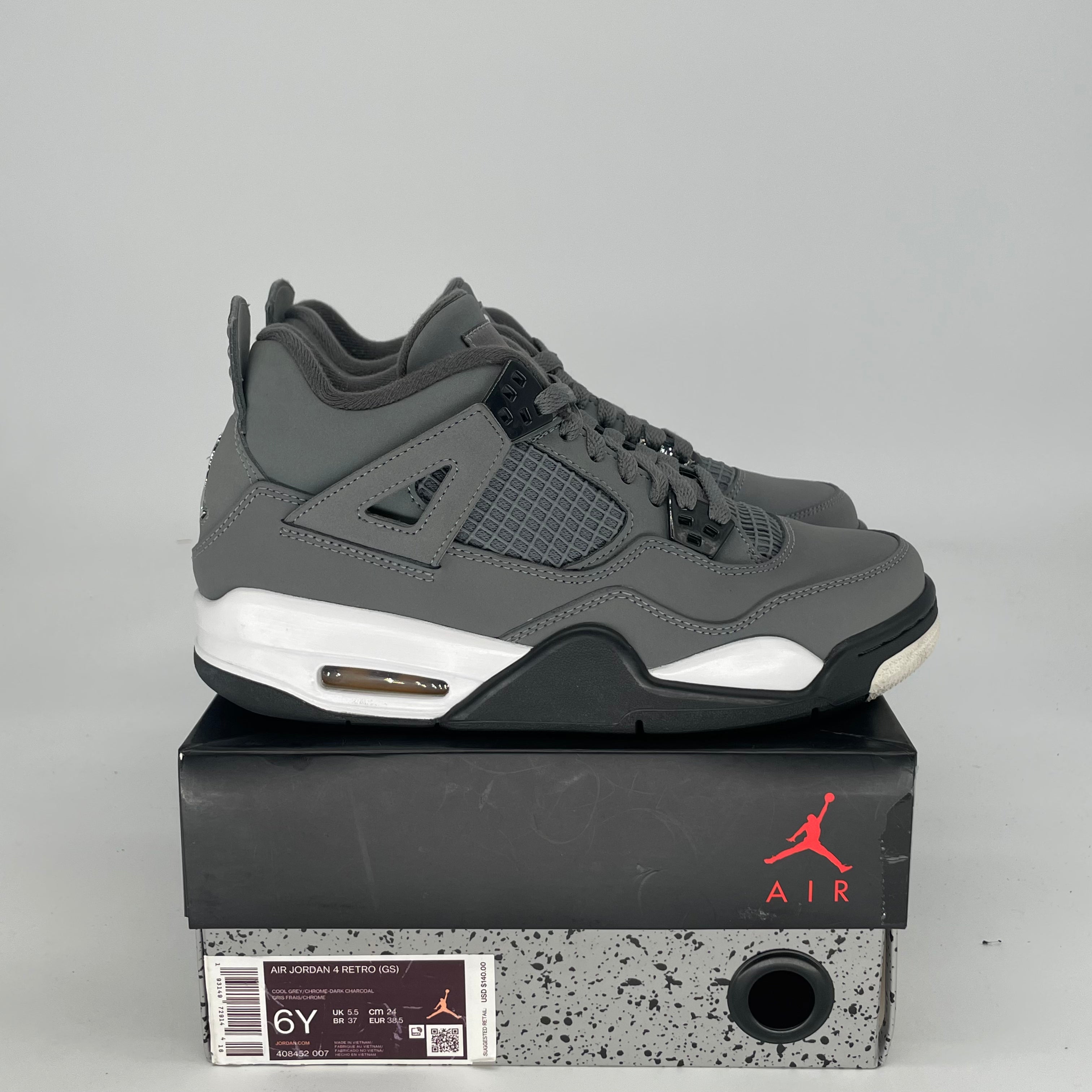 AIR JORDAN 4 COOL GREY 408452-007 SIZE 6/7.5W