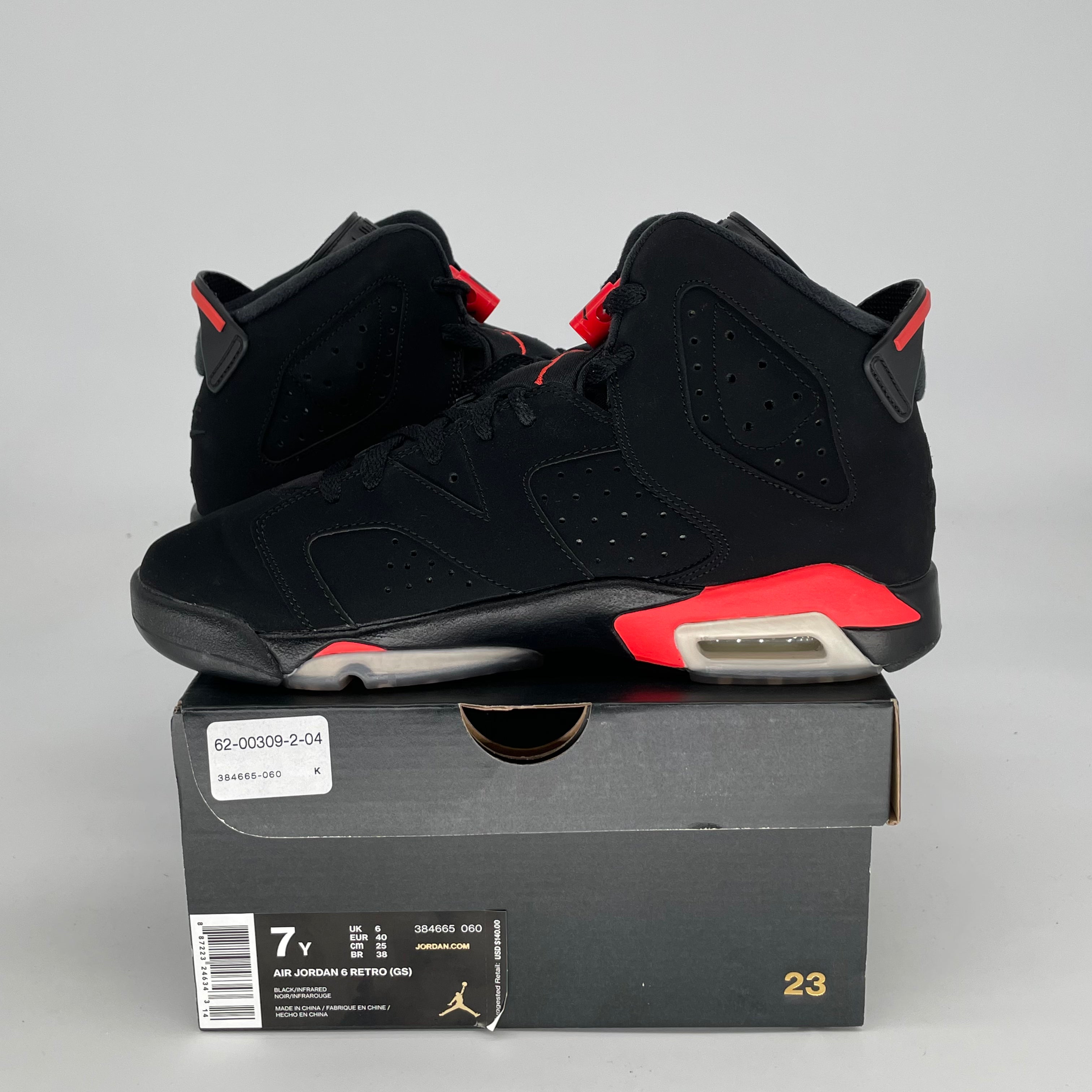AIR JORDAN 6 BLACK INFRARED SIZE 7/8.5W 384665-060