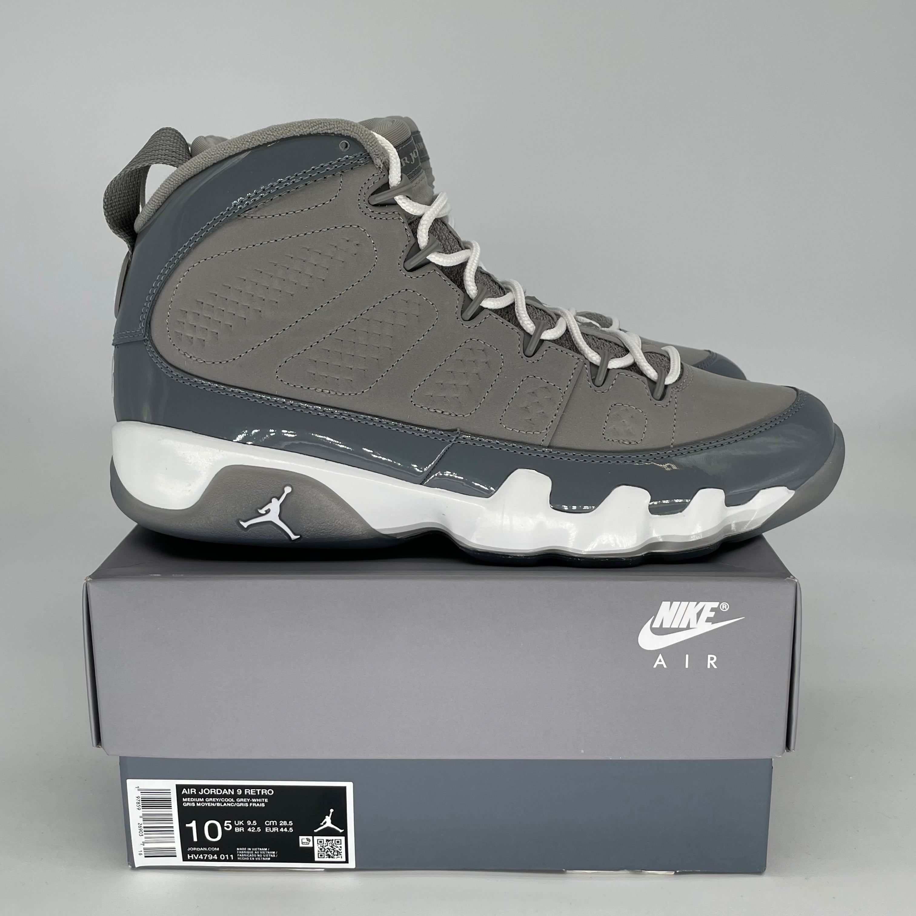 AIR JORDAN 9 COOL GREY SIZE 10.5/12W HV4794-011