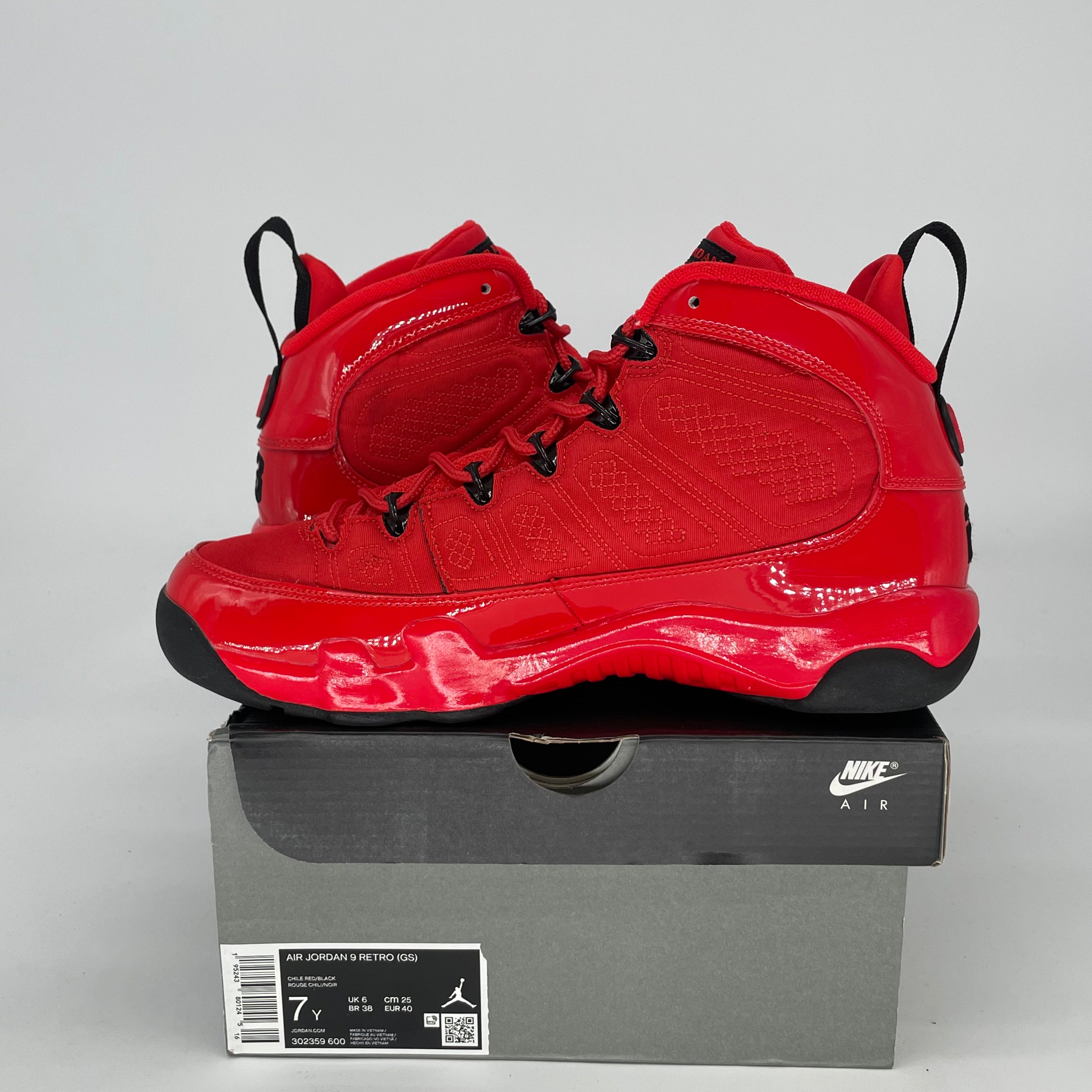 AIR JORDAN 9 CHILE RED 302359-600 SIZE 7/8.5W