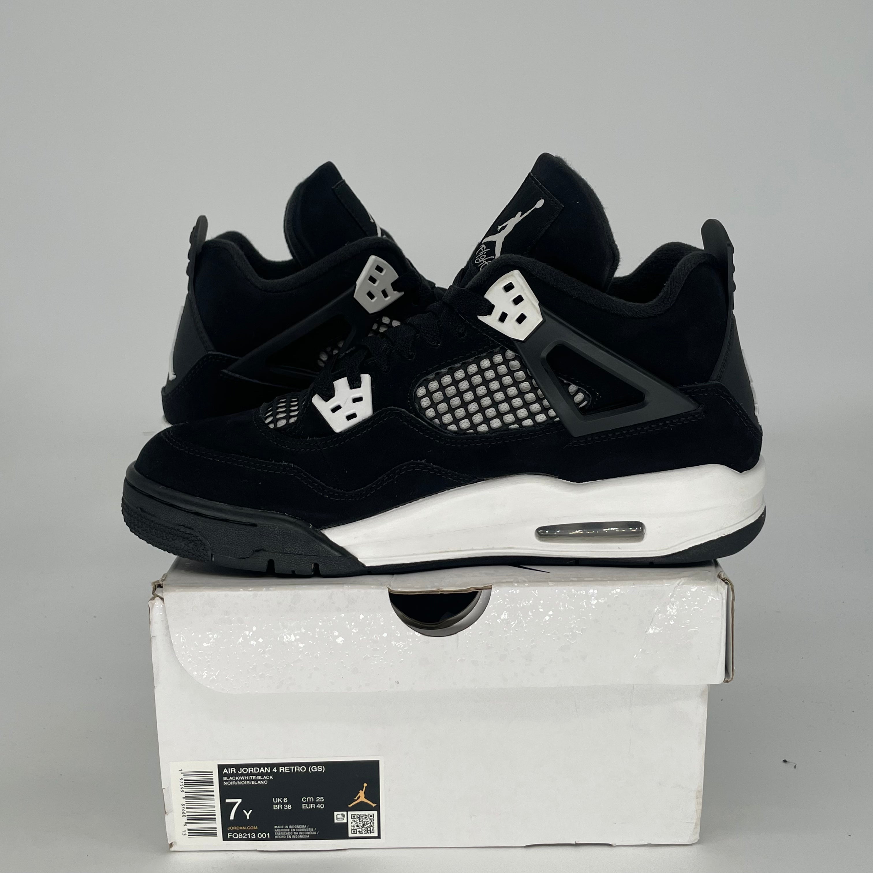 AIR JORDAN 4 WHITE THUNDER FQ8213-001 SIZE 7/8.5W