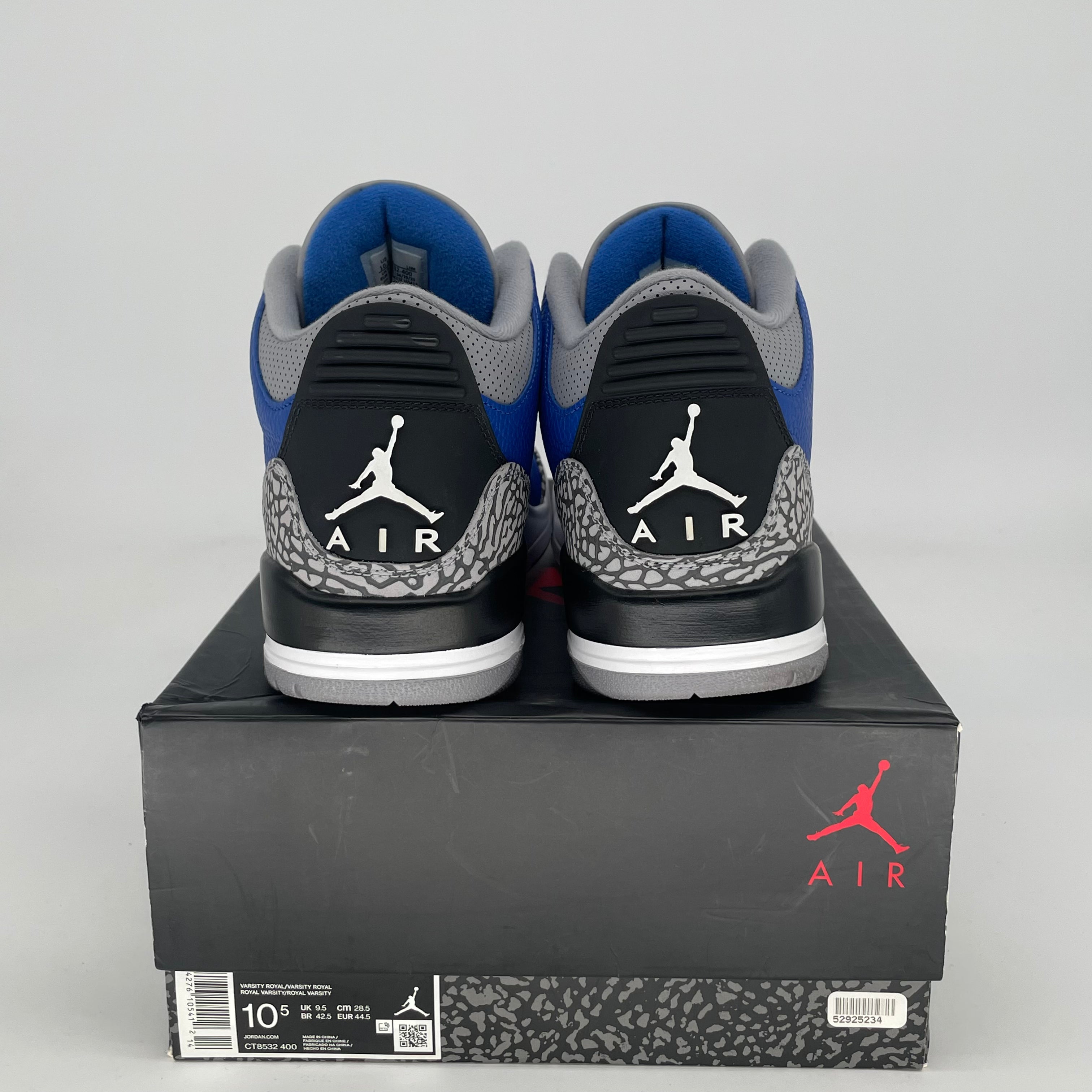 AIR JORDAN 3 VARSITY ROYAL CEMENT CT8532-400 SIZE 10.5/12W