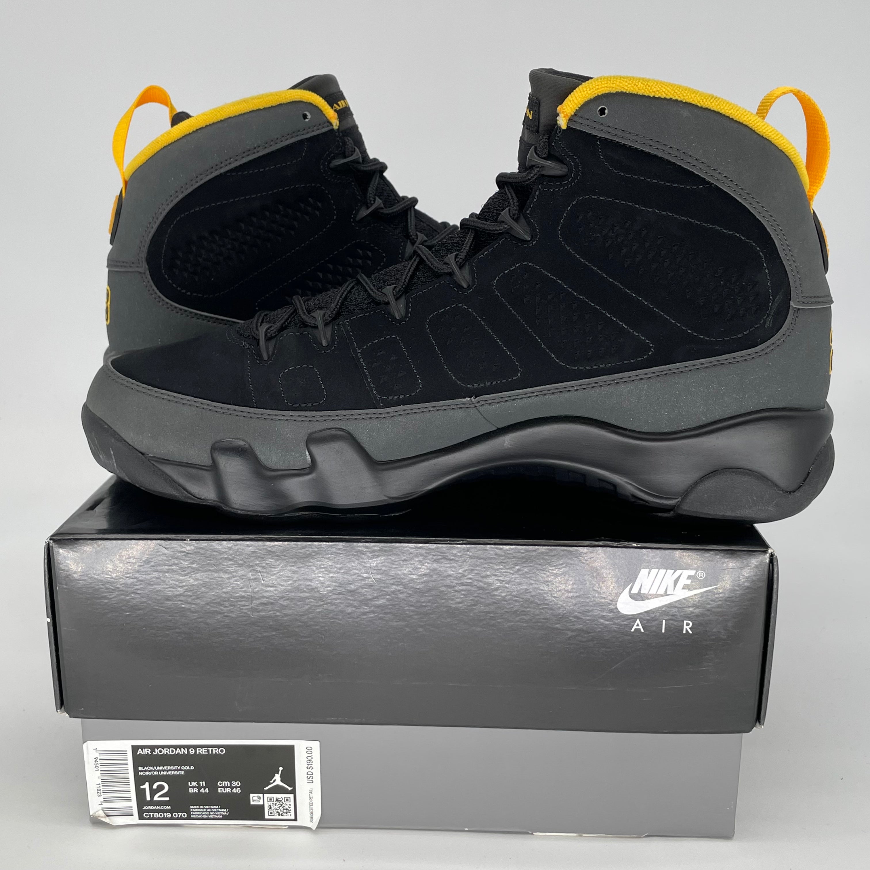 AIR JORDAN 9 UNIVERSITY GOLD SIZE 12 CT8019-070