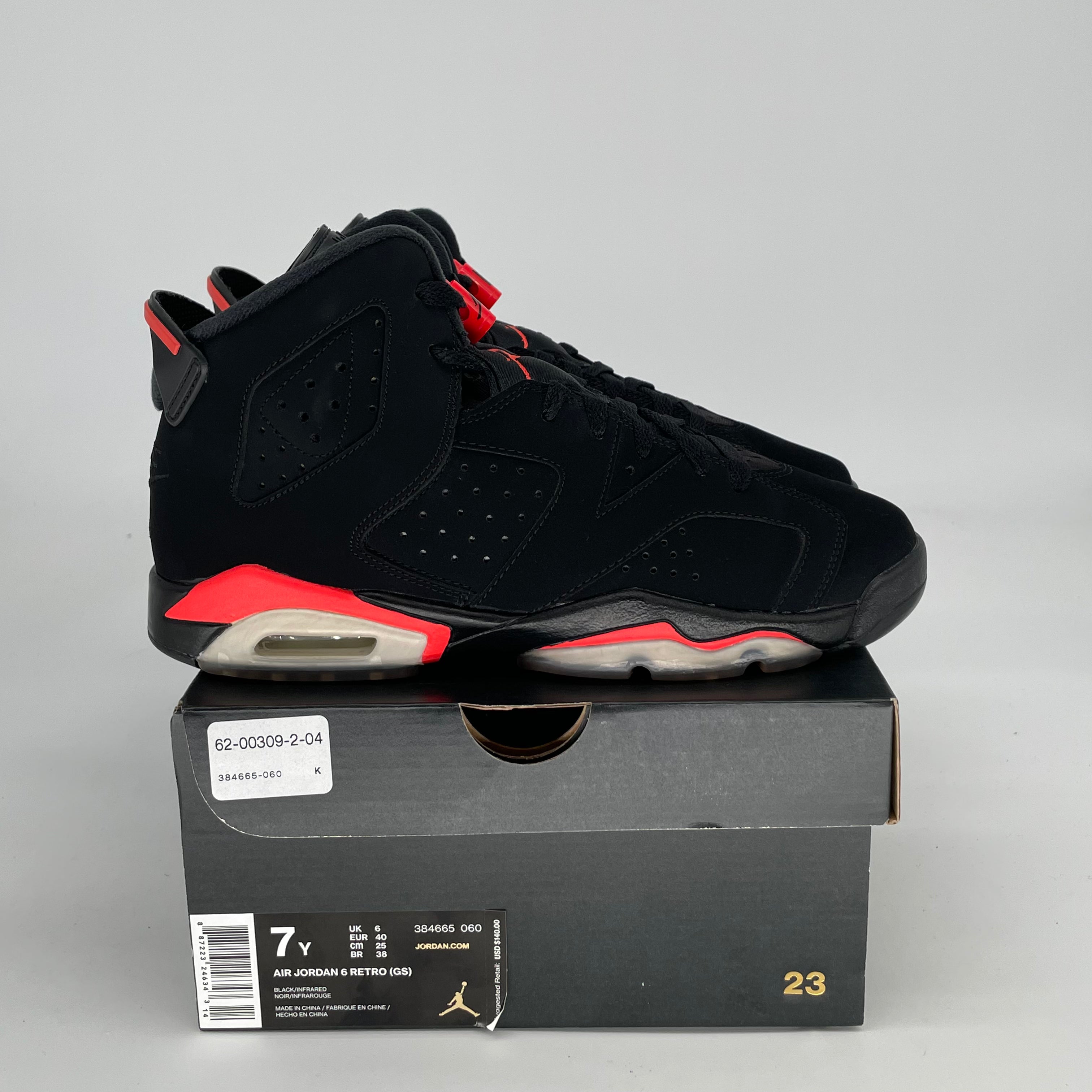 AIR JORDAN 6 BLACK INFRARED SIZE 7/8.5W 384665-060