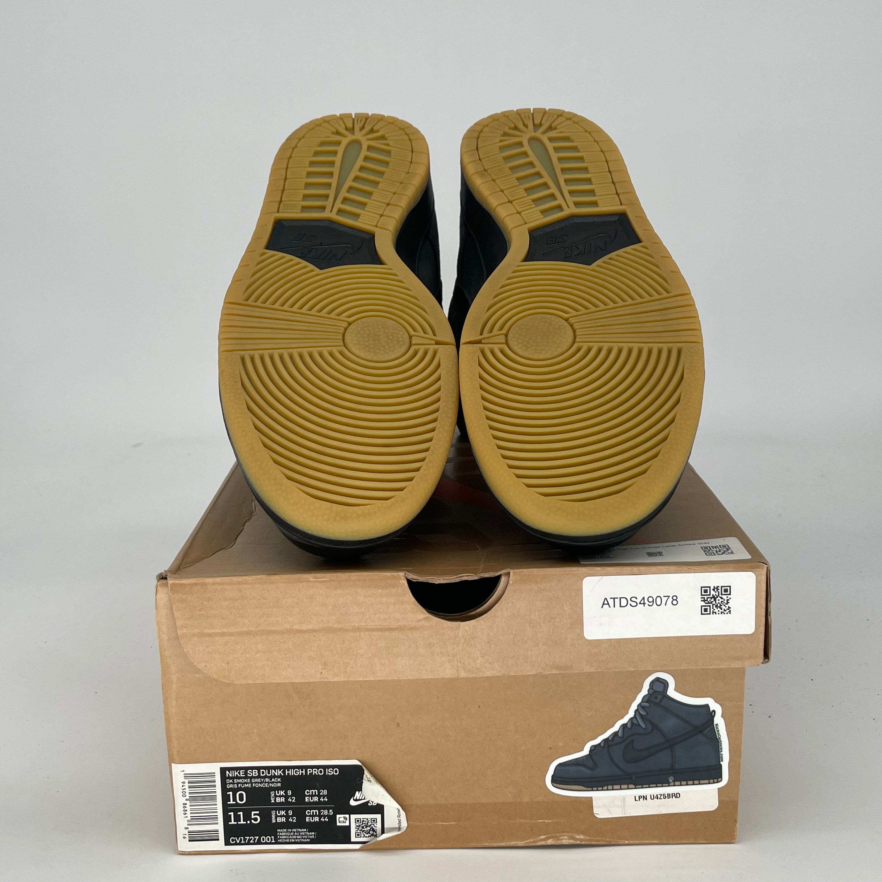 NIKE SB DUNK HIGN PRO ORANGE LABEL SMOKE GREY CV1727-001 SIZE 10/11.5W
