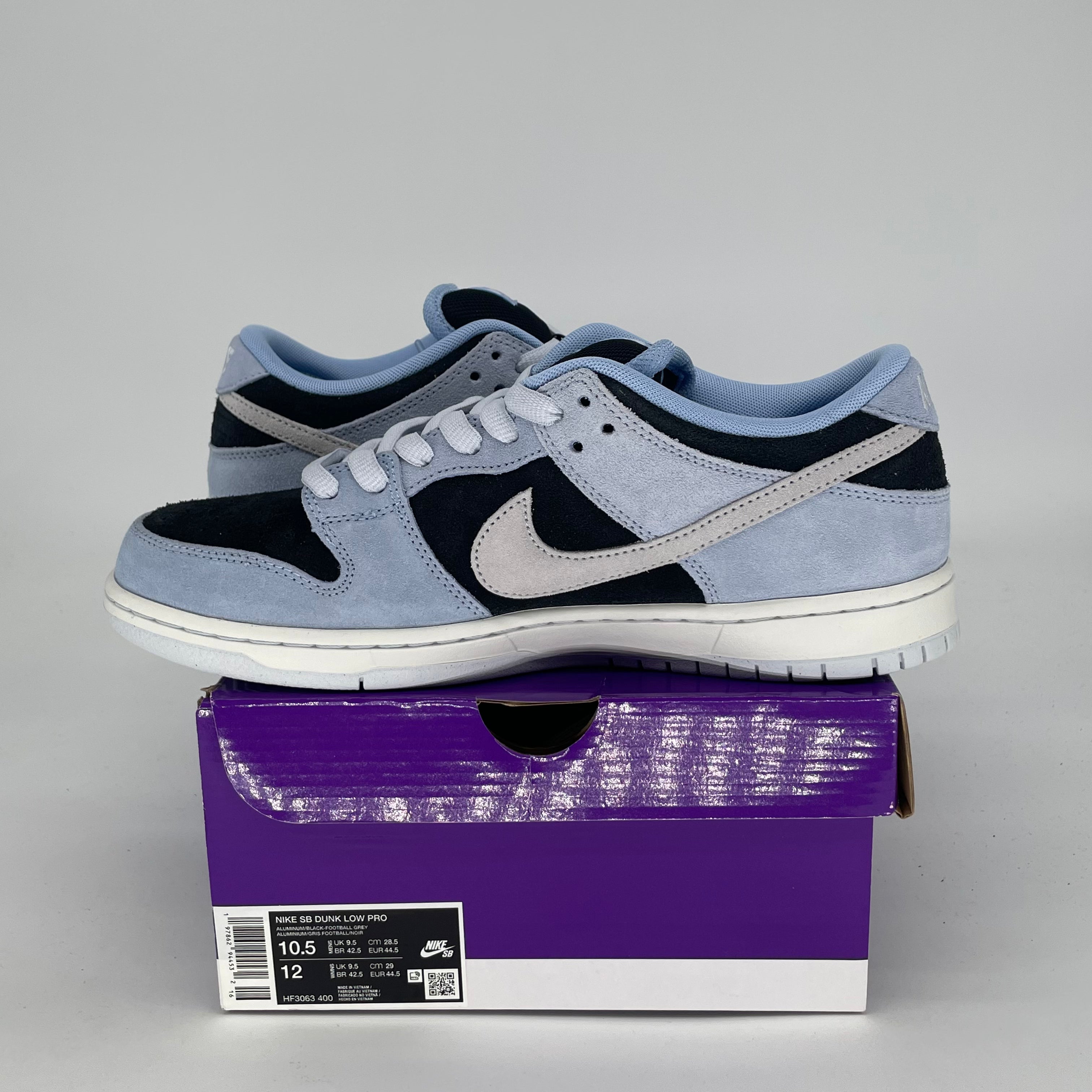 NIKE SB DUNK LOW BLACK ALUMINUM HF3063-400 SIZE 10.5/12W