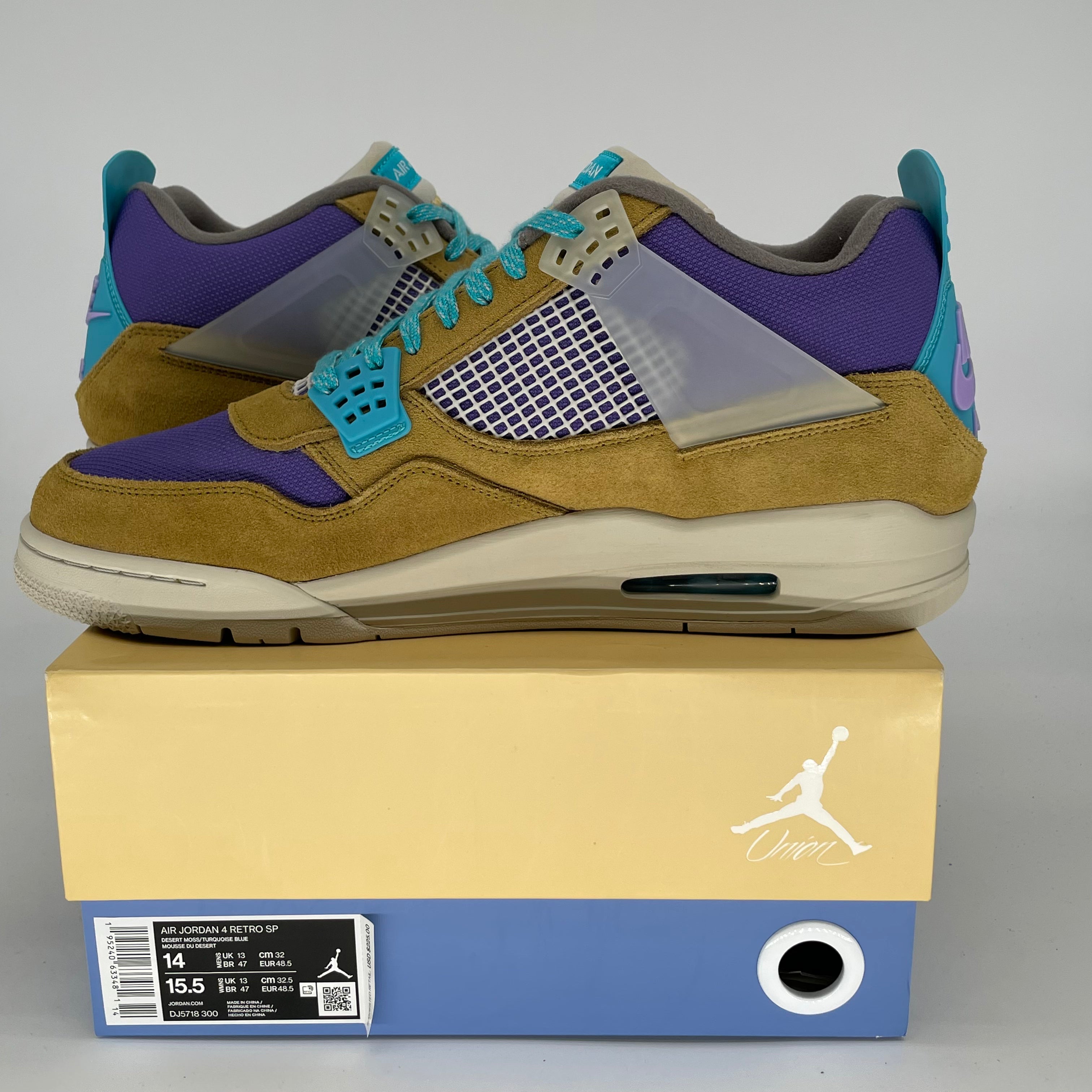 UNION X AIR JORDAN 4 DESERT MOSS SIZE 14/15.5W DJ5718-300