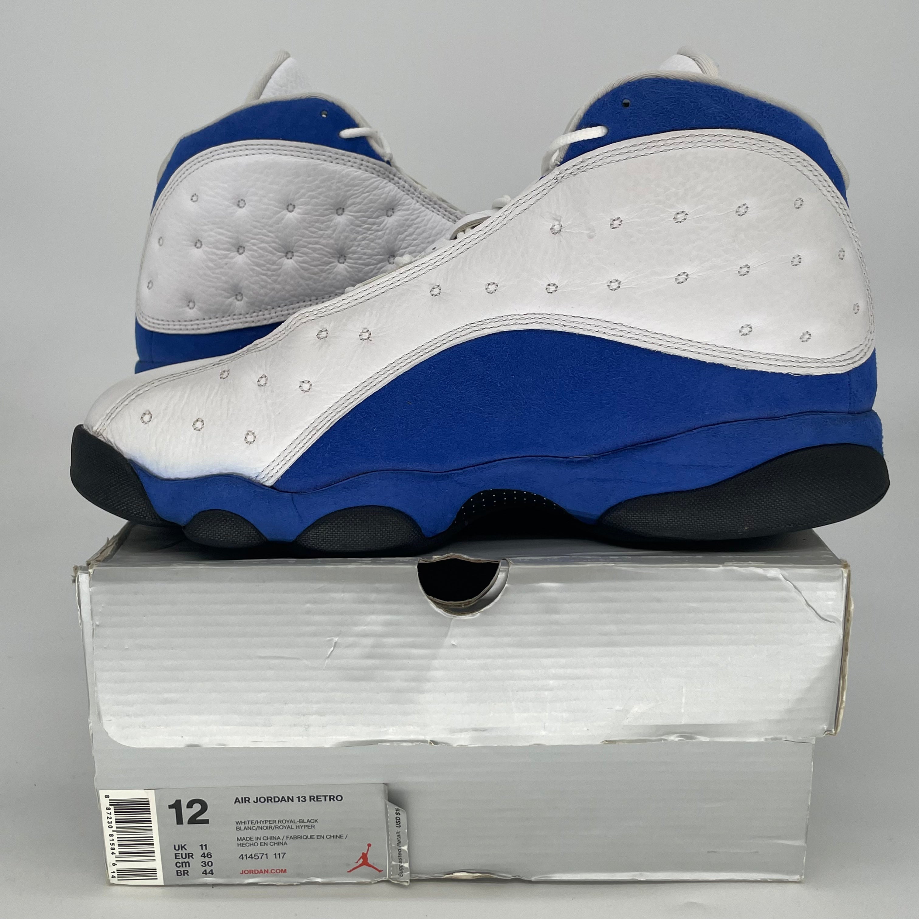 AIR JORDAN 13 WHITE HYPER ROYAL 414571-117 SIZE 12/13.5W