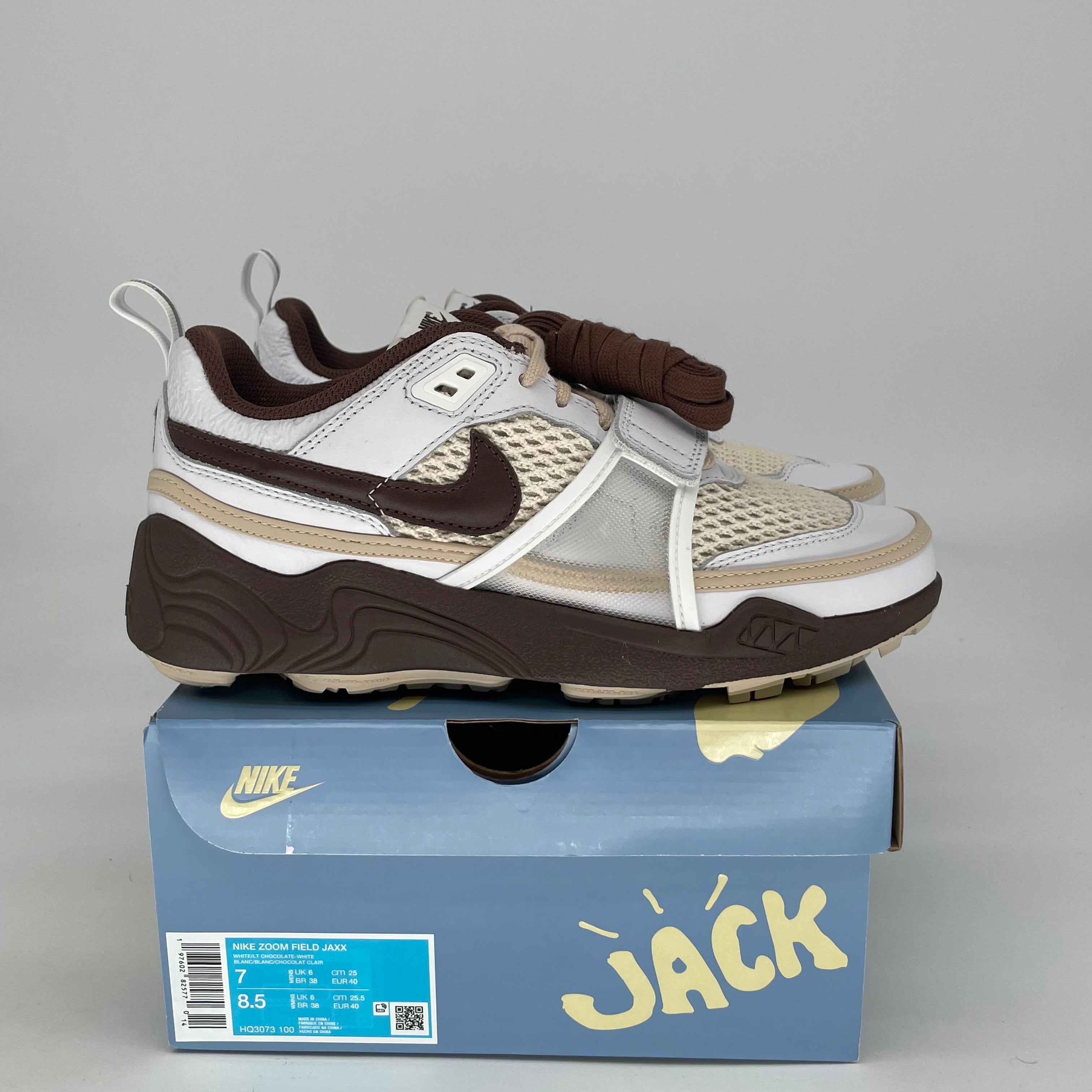 TRAVIS SCOTT NIKE ZOOM FIELD JAXX LIGHT CHOCOLATE HQ3073-100 SIZE 7/8.5W