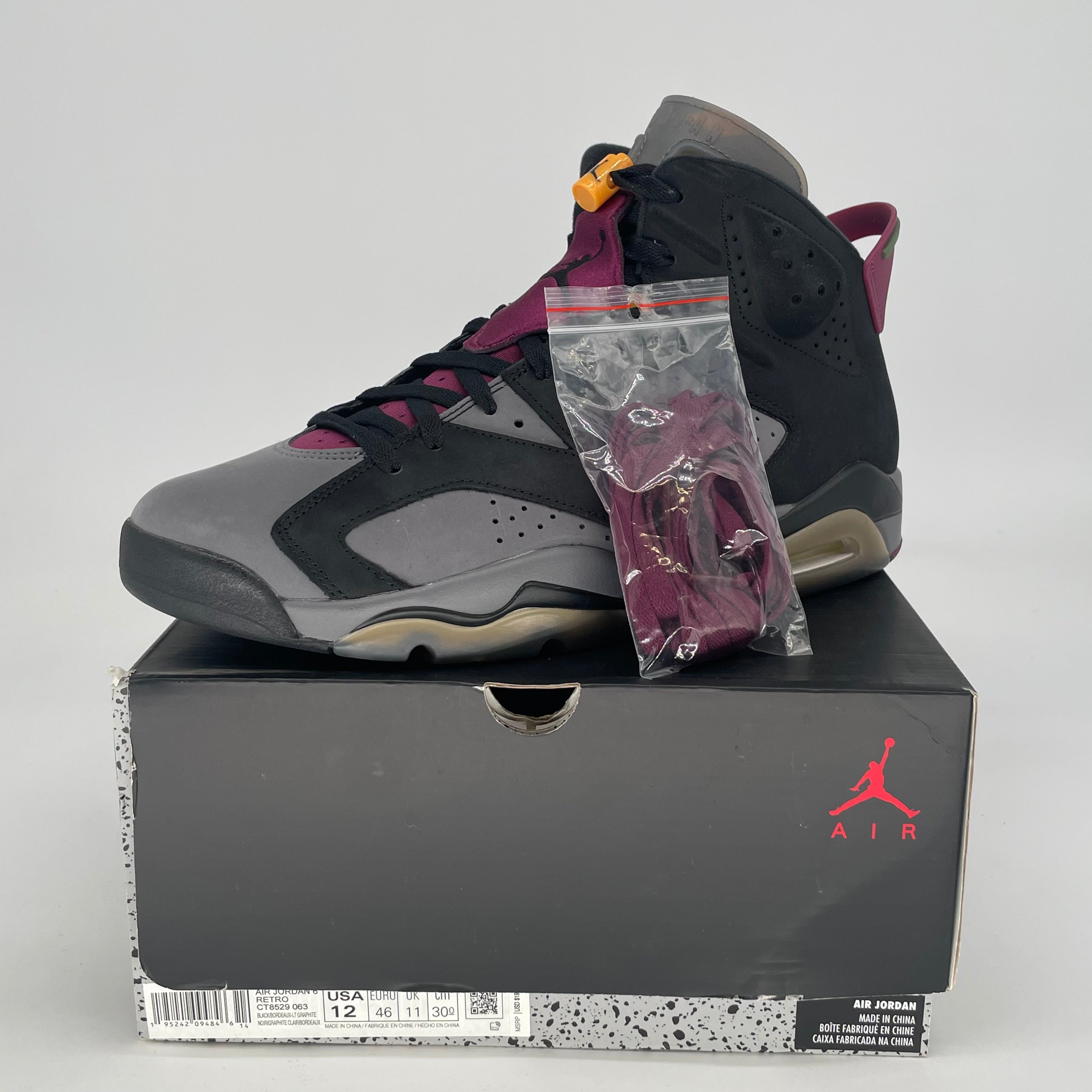 AIR JORDAN 6 BORDEAUX CT8529-063 SIZE 12/13.5W