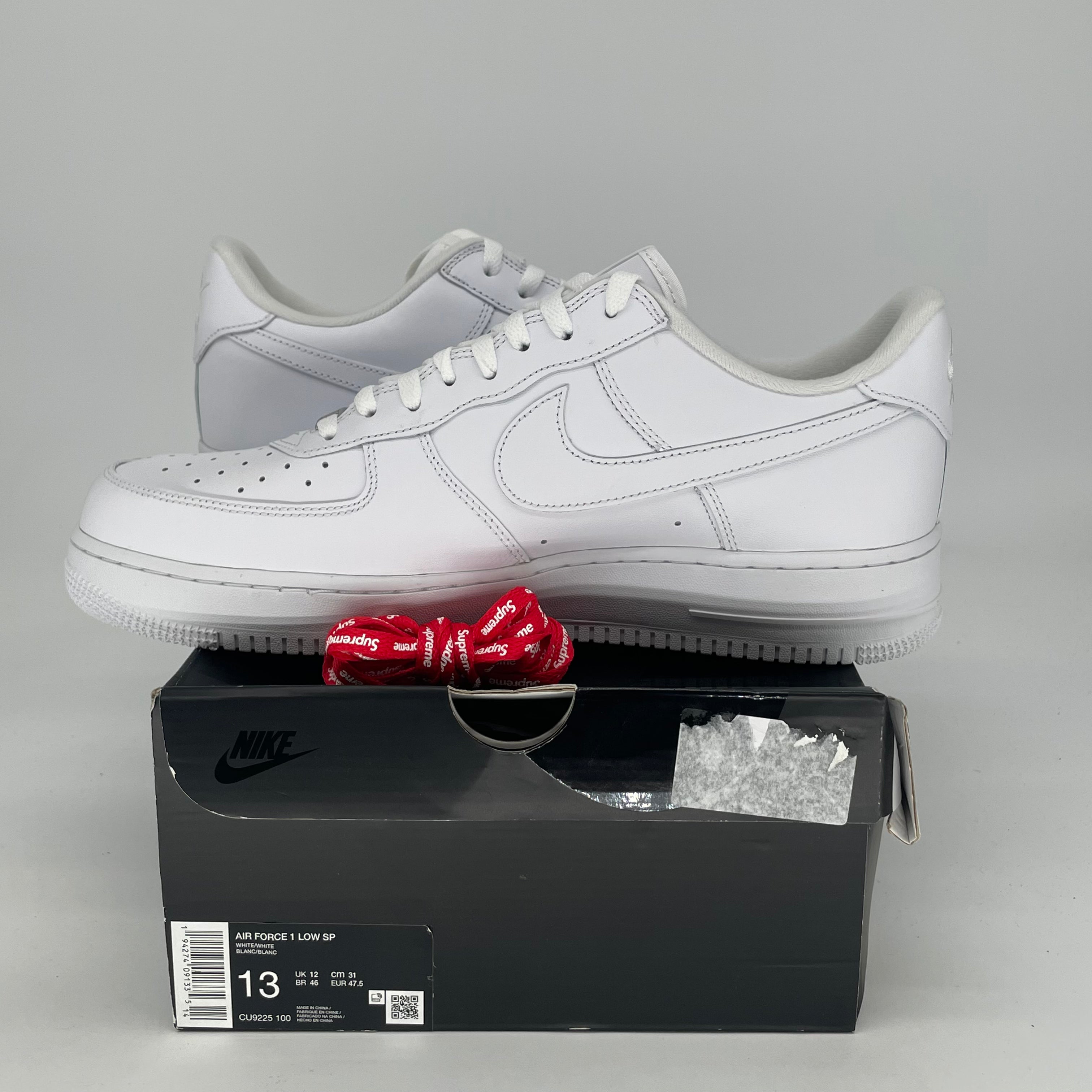 SUPREME X NIKE AIR FORCE 1 LOW WHITE CU9225-100 SIZE 13/14.5W