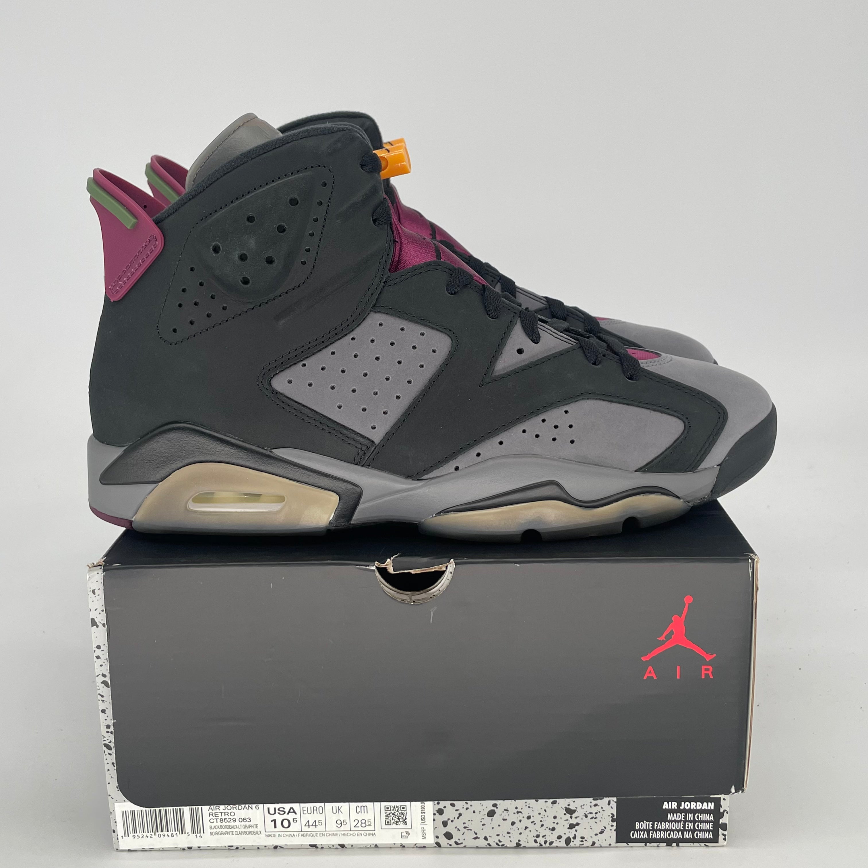 AIR JORDAN 6 BORDEAUX CT8529-063 SIZE 10.5/12W