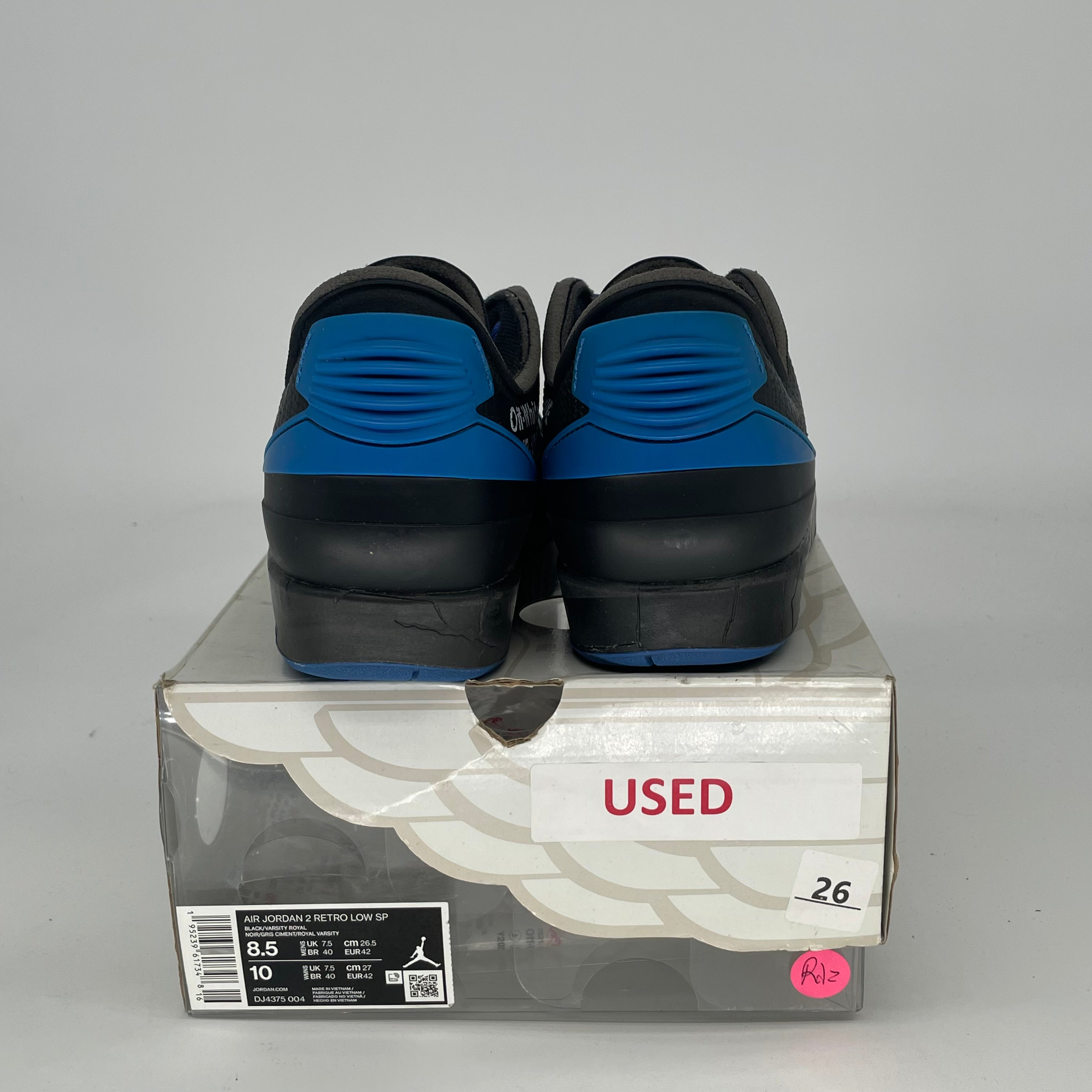 OFF WHITE X AIR JORDAN 2 LOW BLACK BLUE DJ4375-004 SIZE 8.5/10W