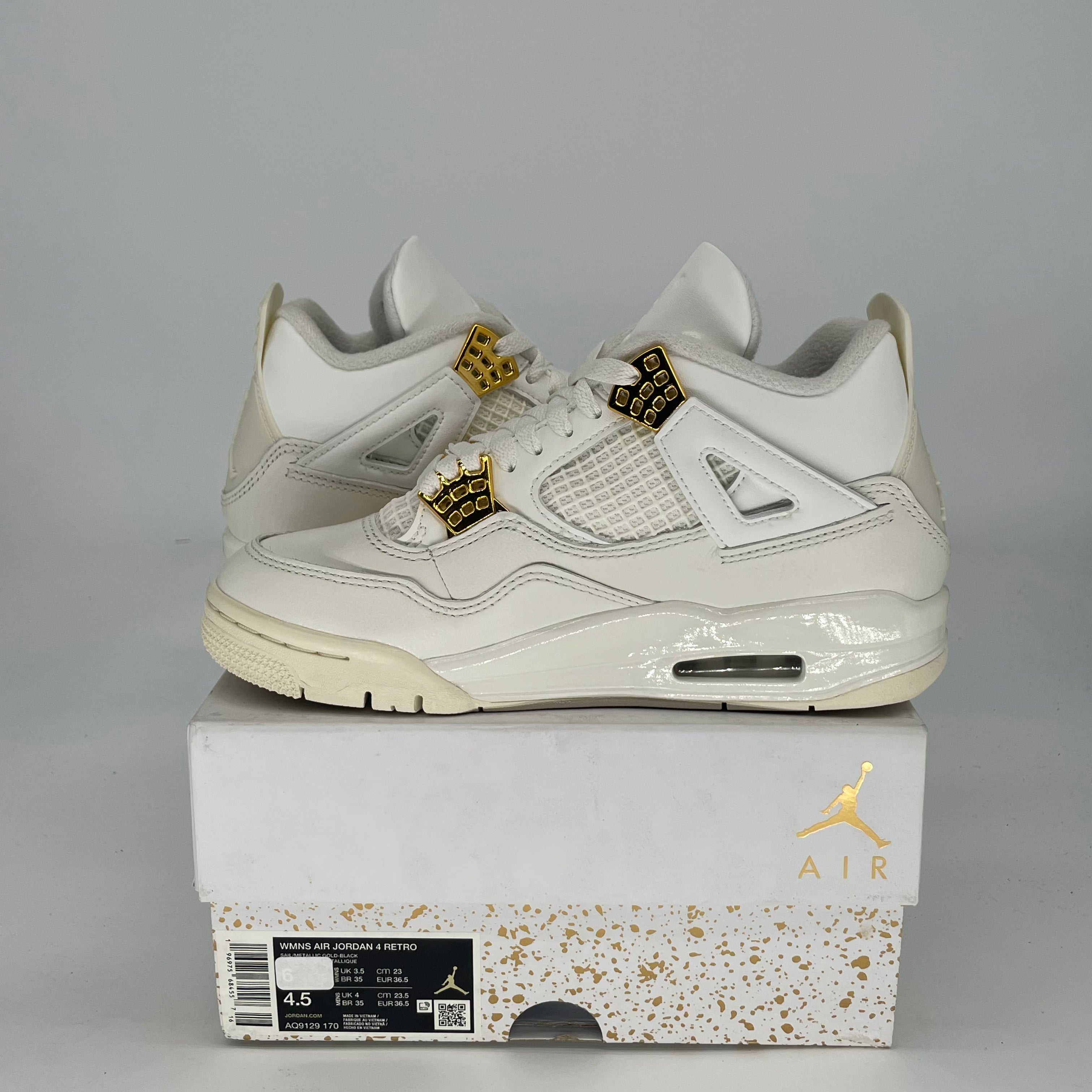 AIR JORDAN 4 METALLIC GOLD W AQ9129-170 SIZE 4.5/6W