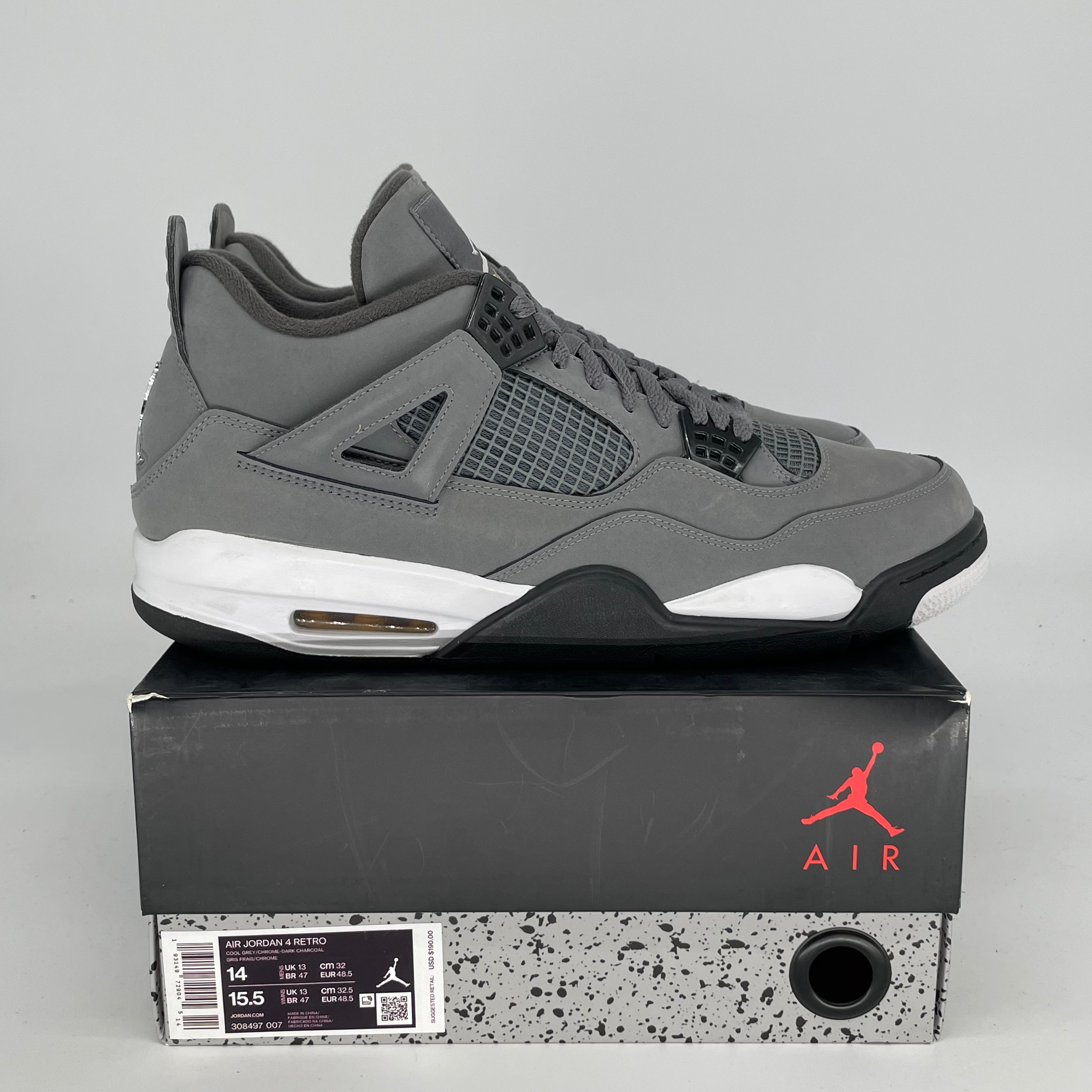AIR JORDAN 4 COOL GREY SIZE 14 308497-007