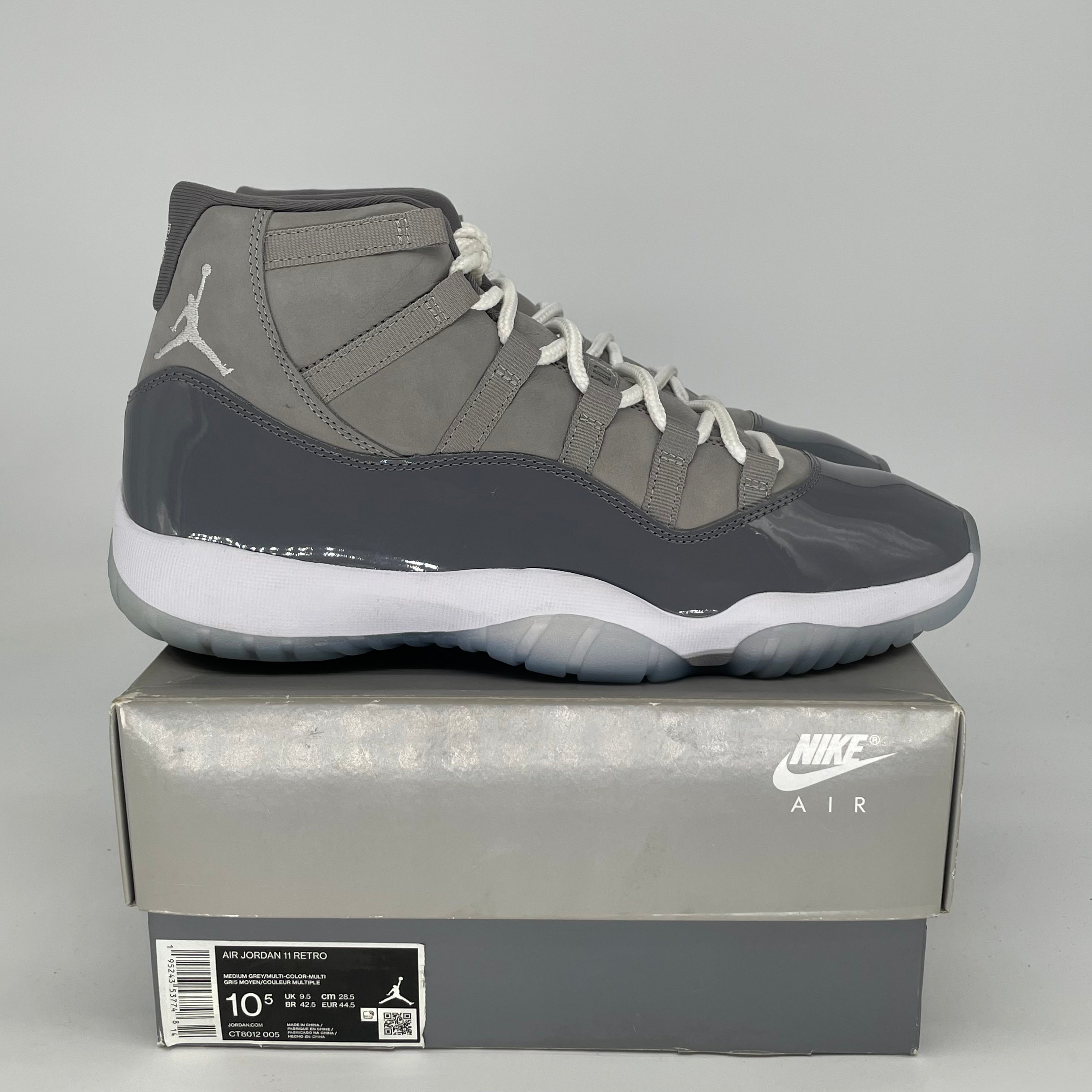 AIR JORDAN 11 COOL GREY CT8012-005 SIZE 10.5/12W