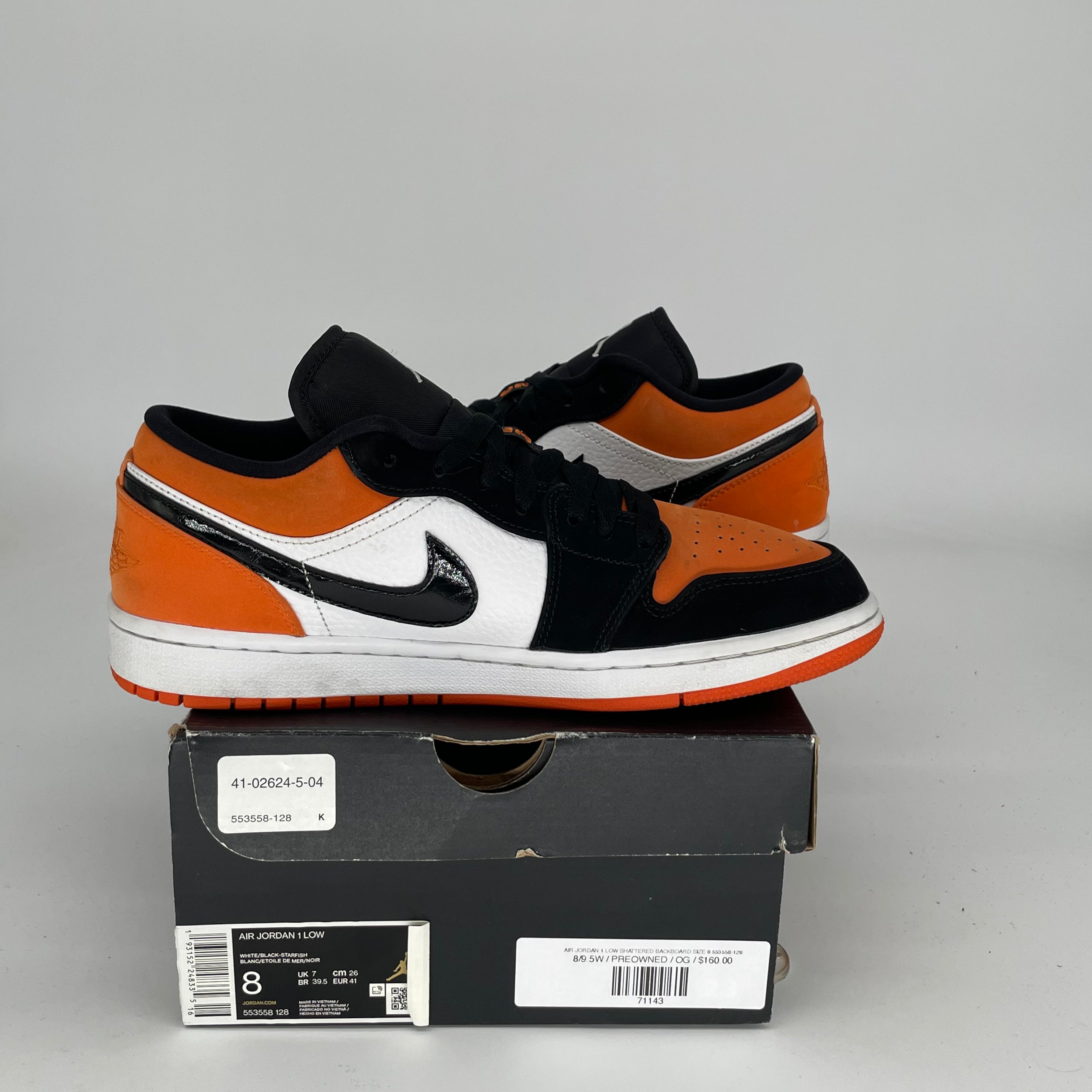AIR JORDAN 1 LOW SHATTERED BACKBOARD SIZE 8 553558-128