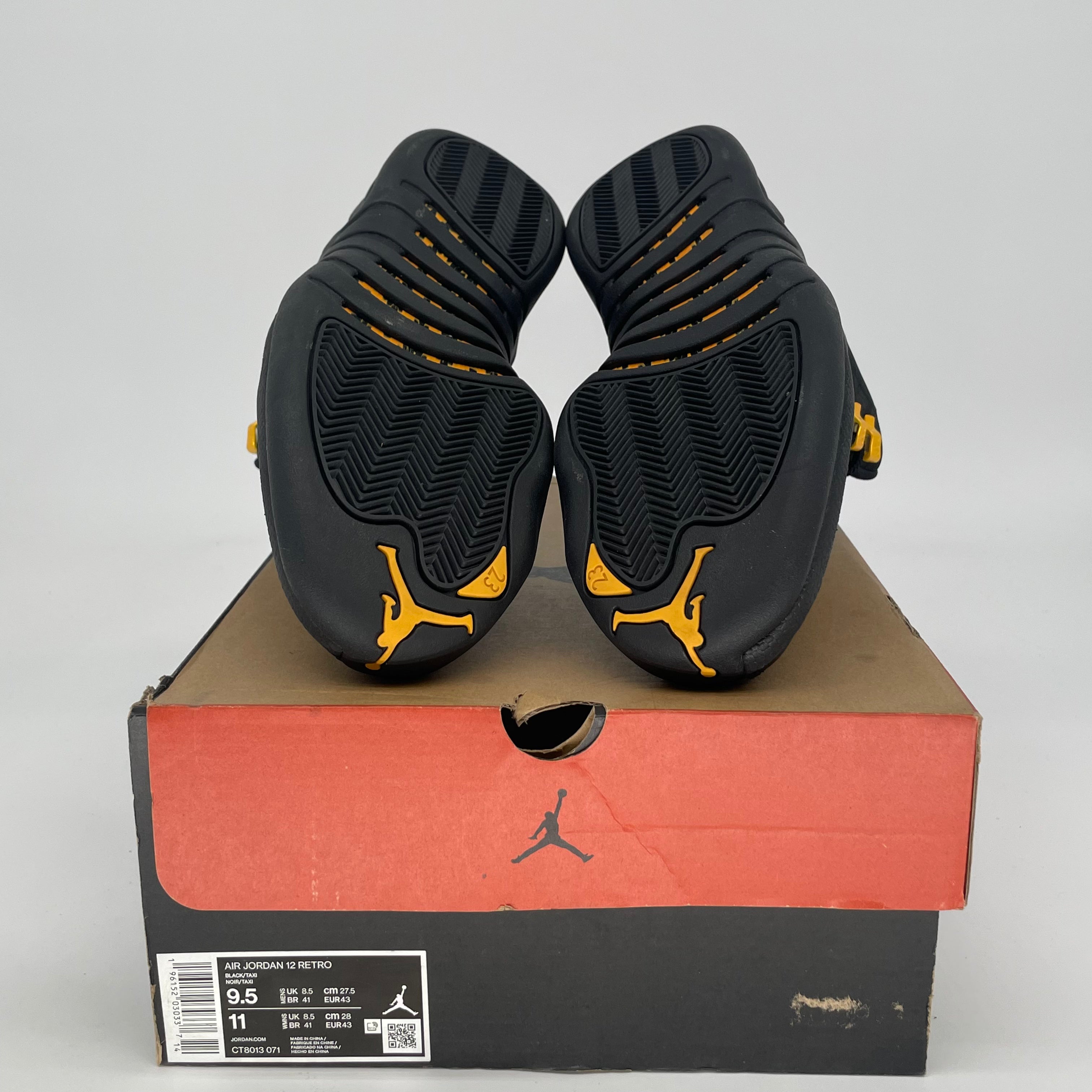AIR JORDAN 12 BLACK TAXI CT8013-071 SIZE 9.5/11W
