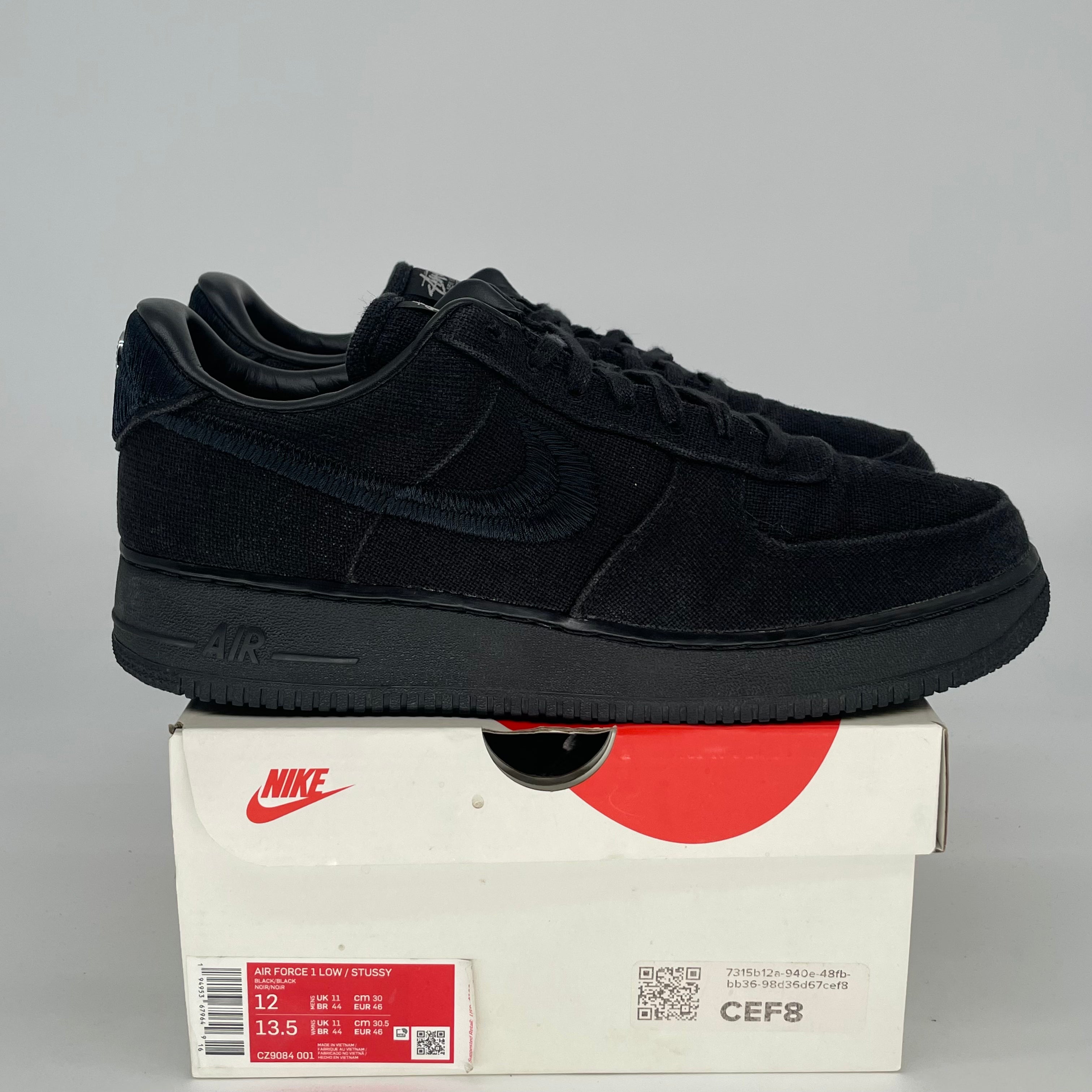 STUSSY X NIKE AIR FORCE 1 LOW BLACK CZ9084-001 SIZE 12/13.5W
