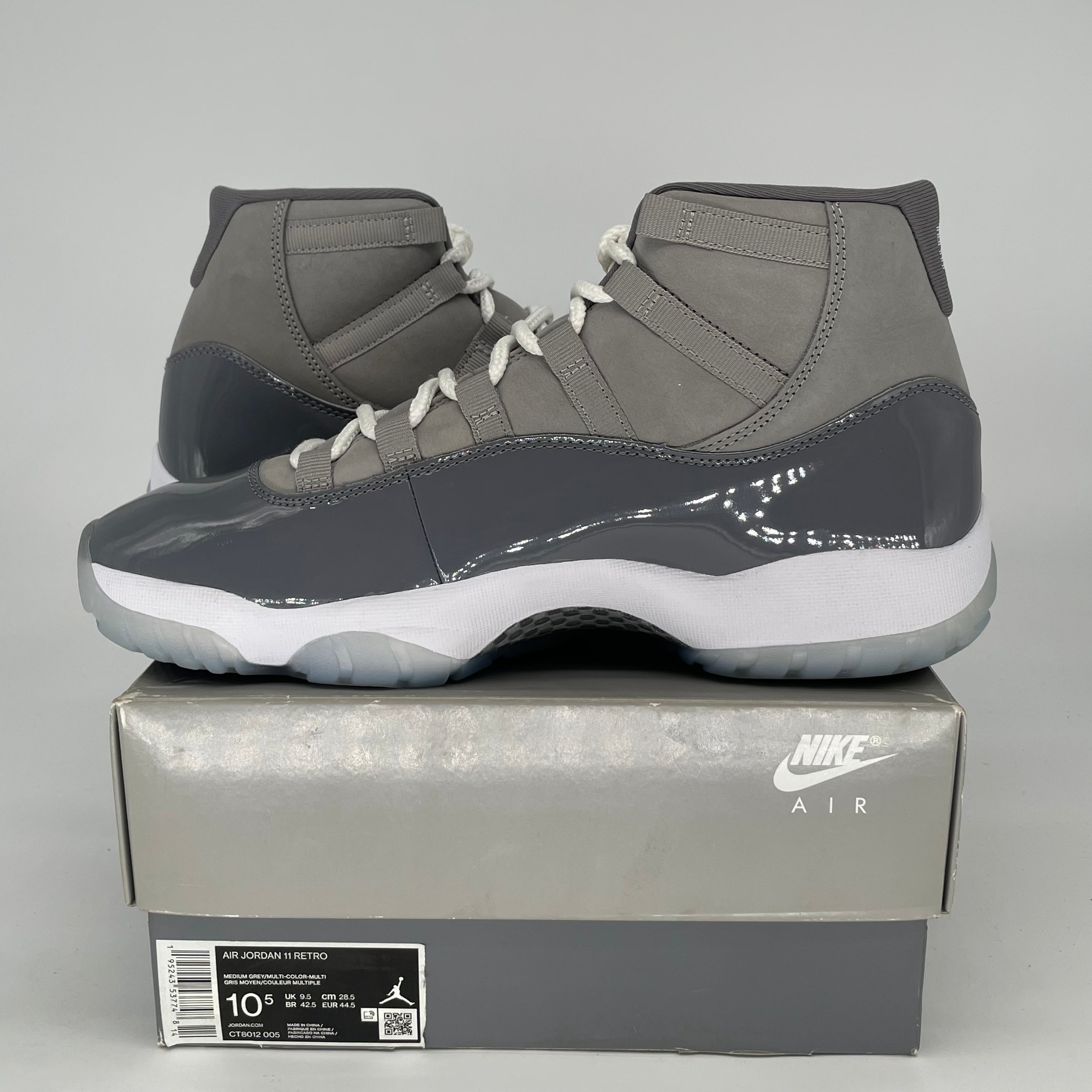 AIR JORDAN 11 COOL GREY CT8012-005 SIZE 10.5/12W