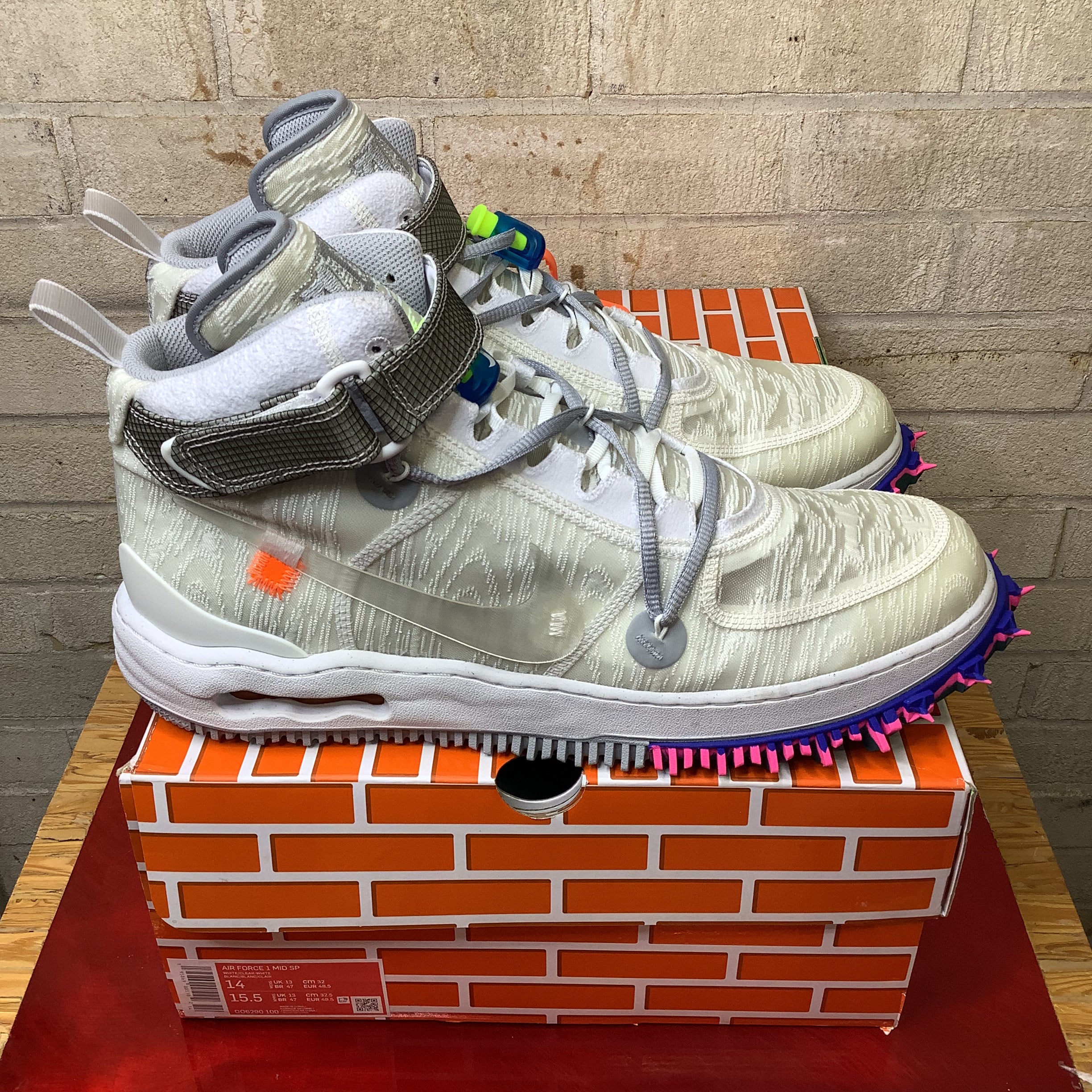 NIKE AIR FORCE 1 MID OFF WHITE WHITE SIZE 14 DO6290-100