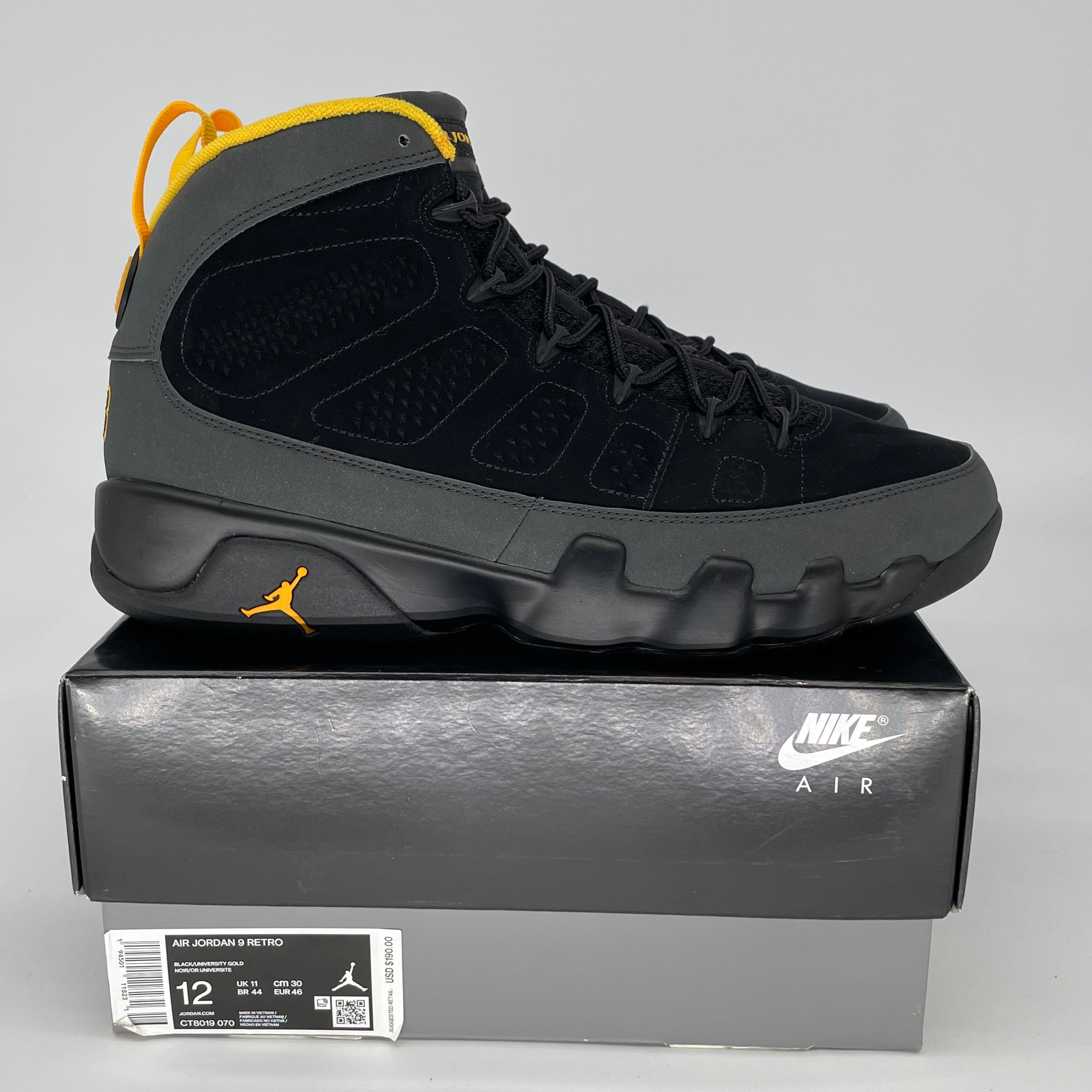 AIR JORDAN 9 UNIVERSITY GOLD SIZE 12 CT8019-070
