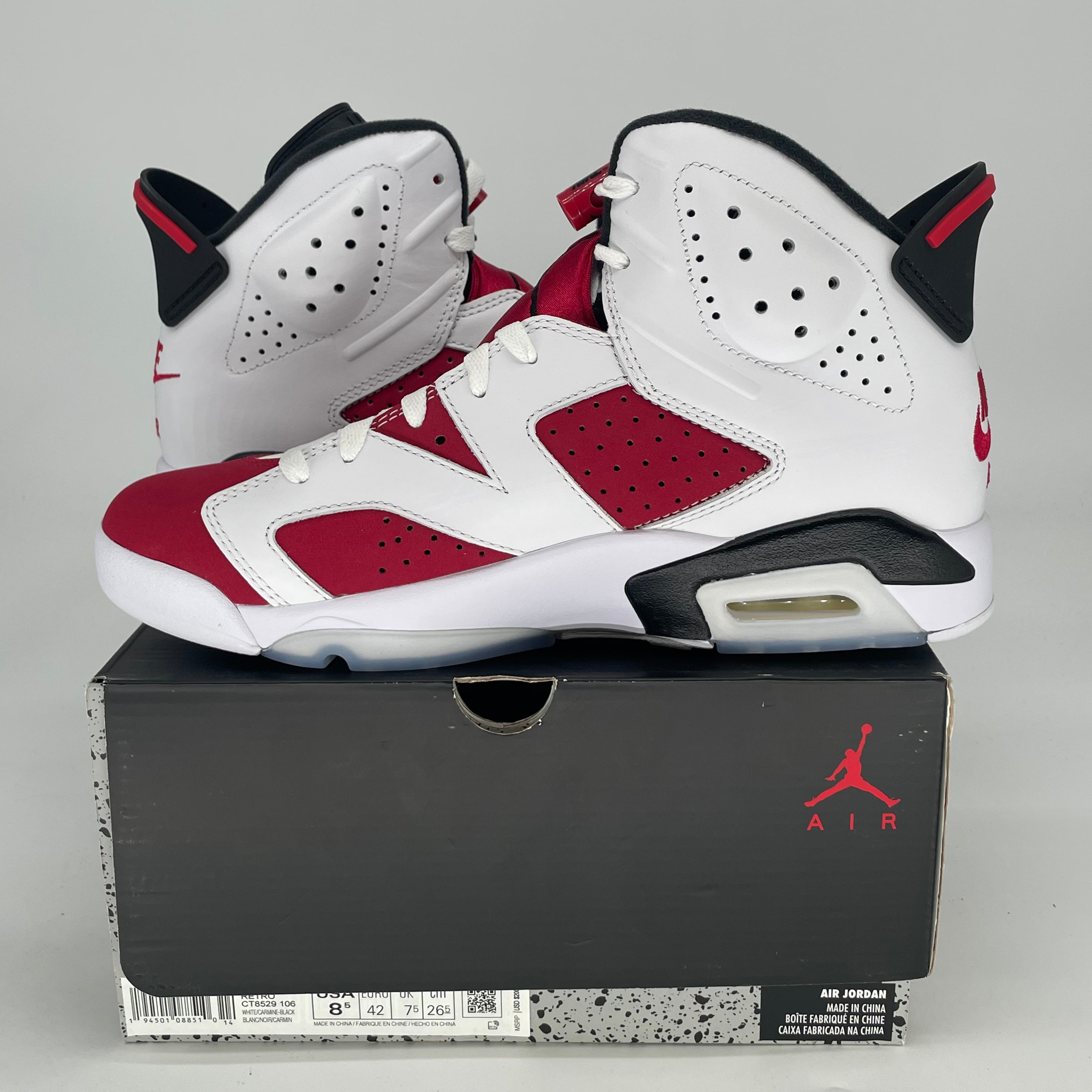 AIR JORDAN 6 CARMINE CT8529-106 SIZE 8.5/10W