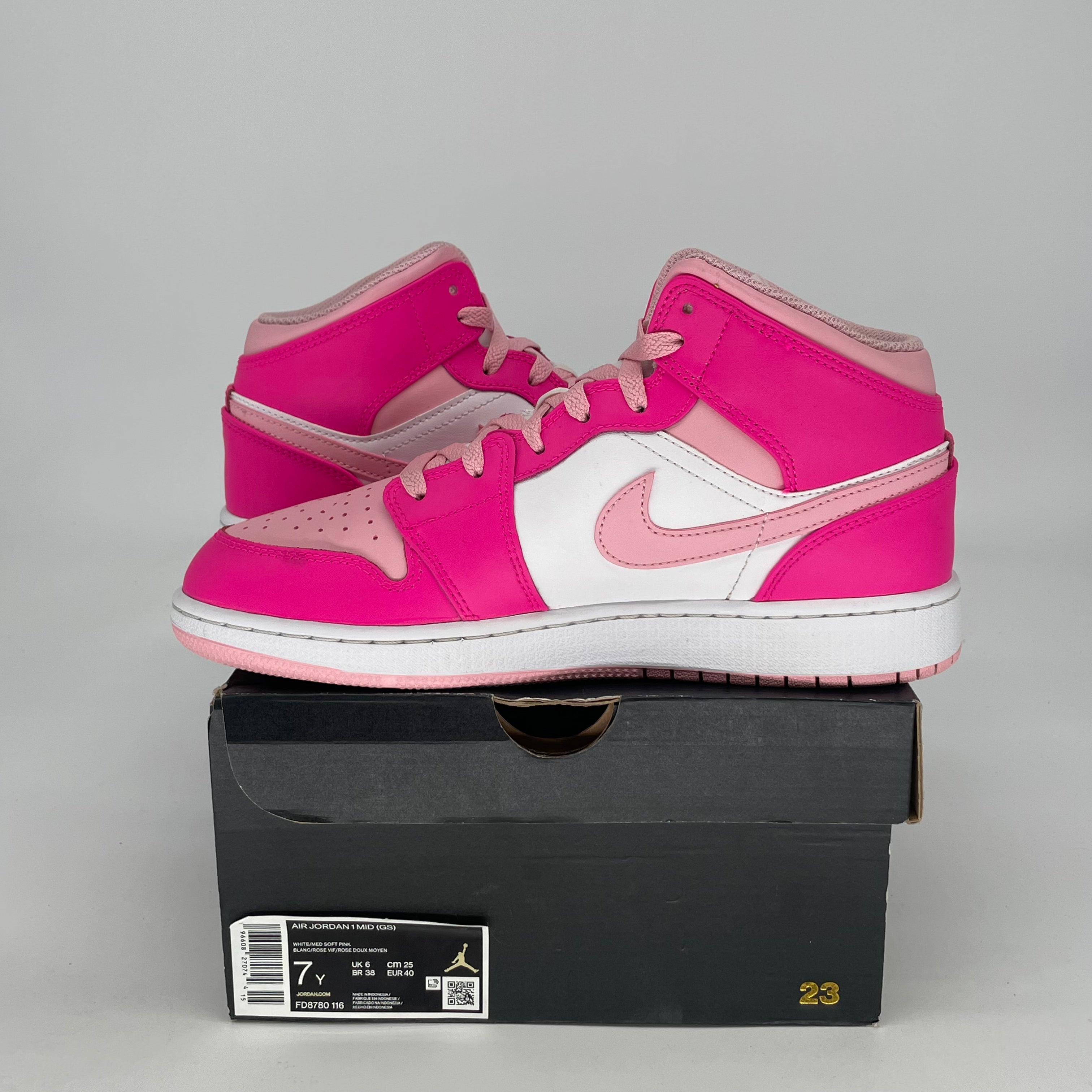 AIR JORDAN 1 MID FIERCE PINK FD8780-116 SIZE 7/8.5W
