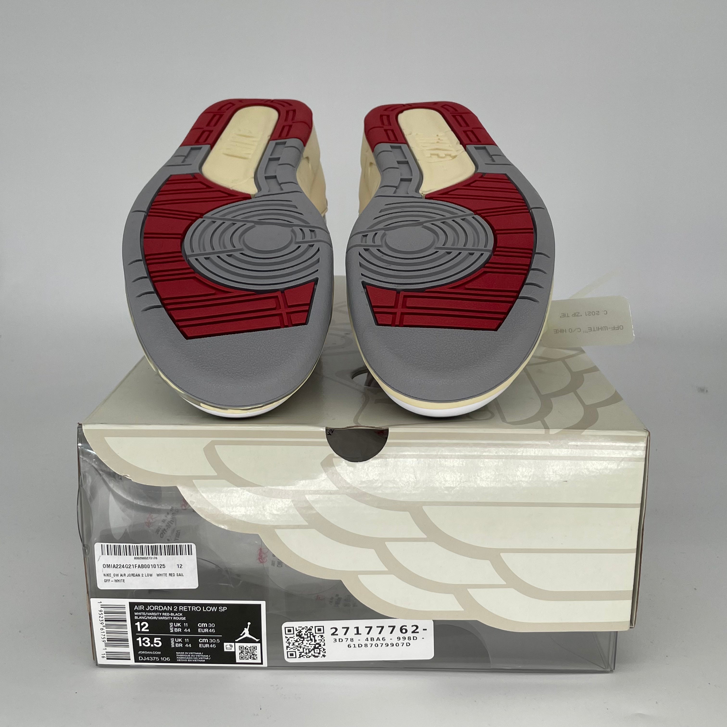 OFF WHITE X AIR JORDAN 2 LOW WHITE RED SIZE 12 DJ4375-106