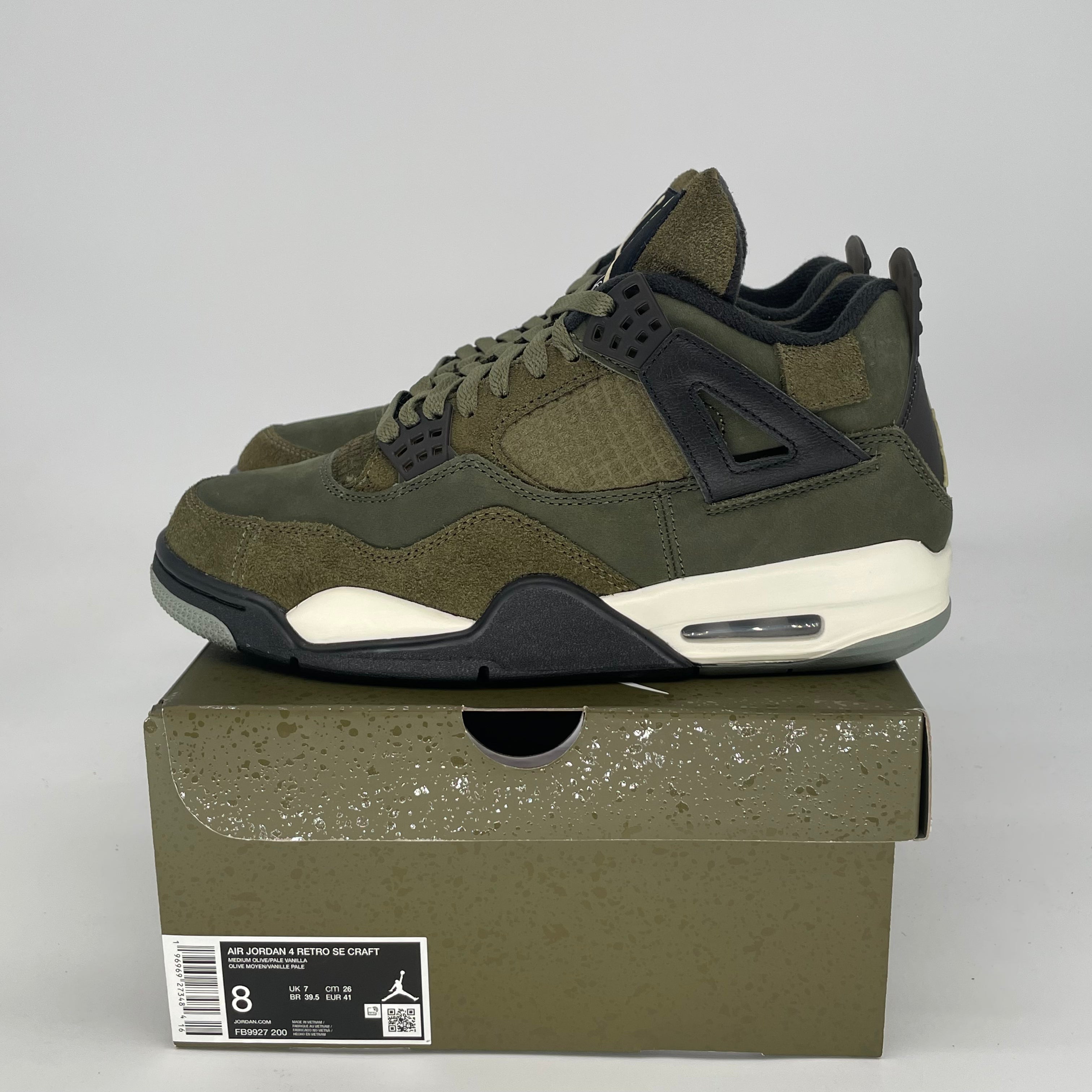 AIR JORDAN 4 CRAFT MEDIUM OLIVE FB9927-200 SIZE 8/9.5W