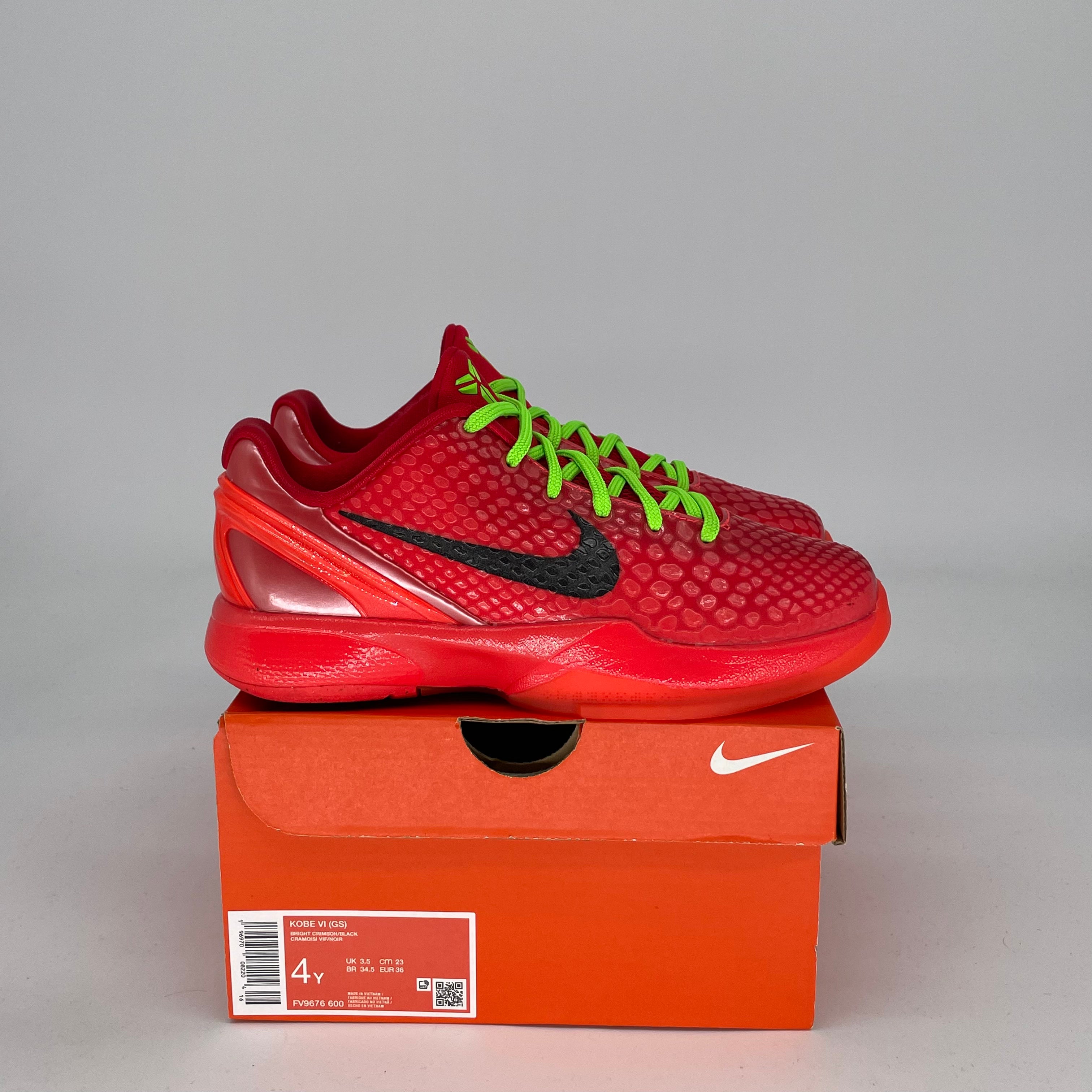 NIKE KOBE 6 REVERSE GRINCH SIZE 4/5.5W FV9676-600