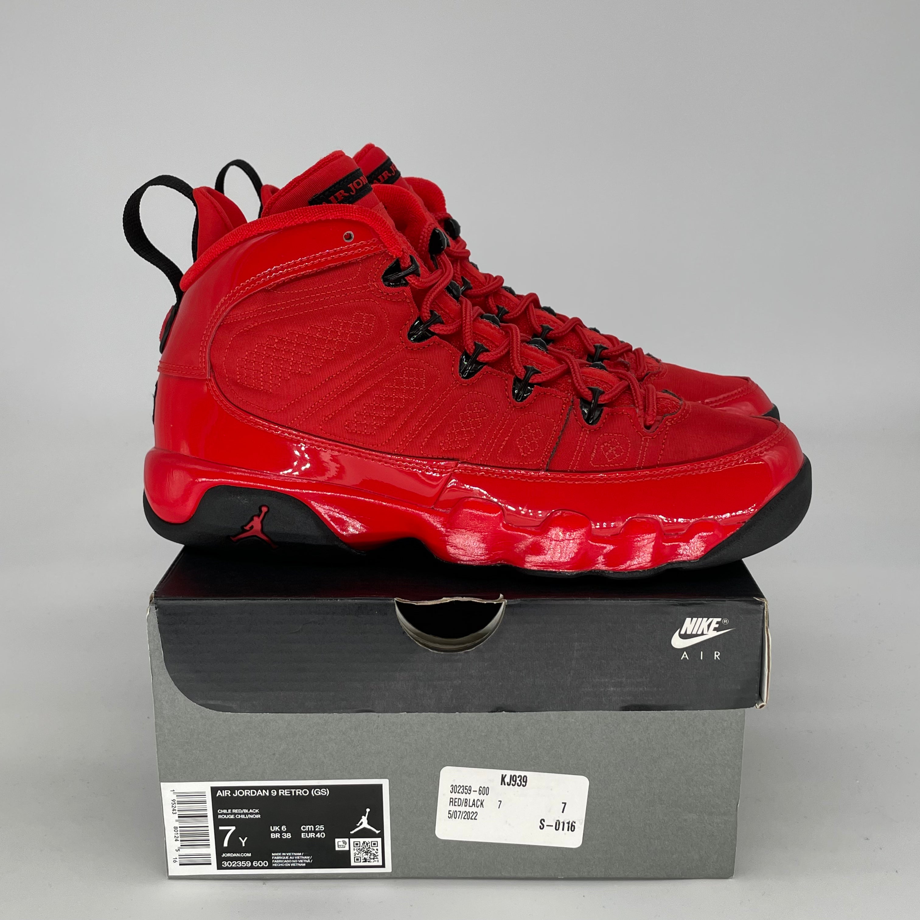 AIR JORDAN 9 CHILE RED SIZE 7/8.5W 302359-600