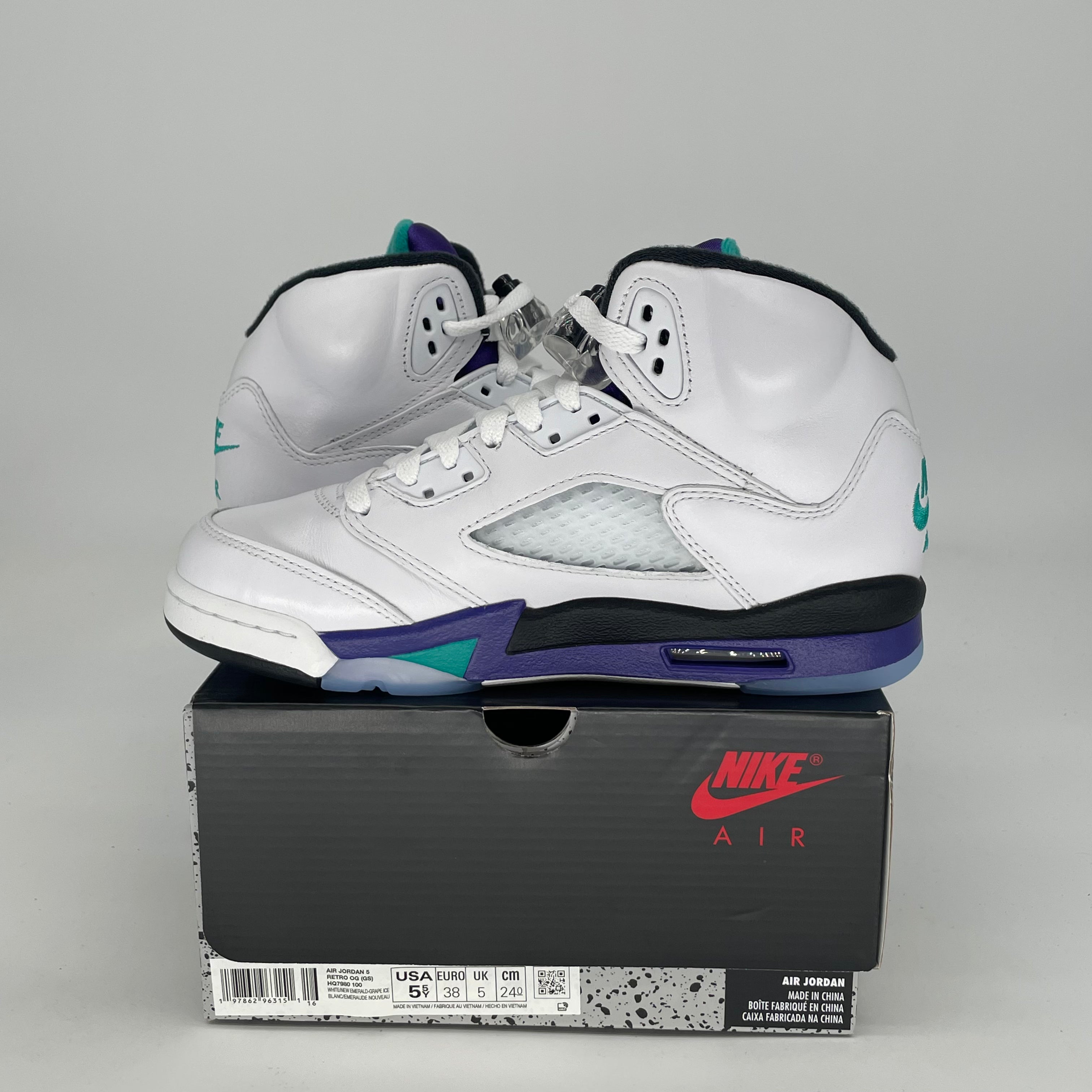 AIR JORDAN 5 GRAPE HQ7980-100 SIZE 5.5/7W
