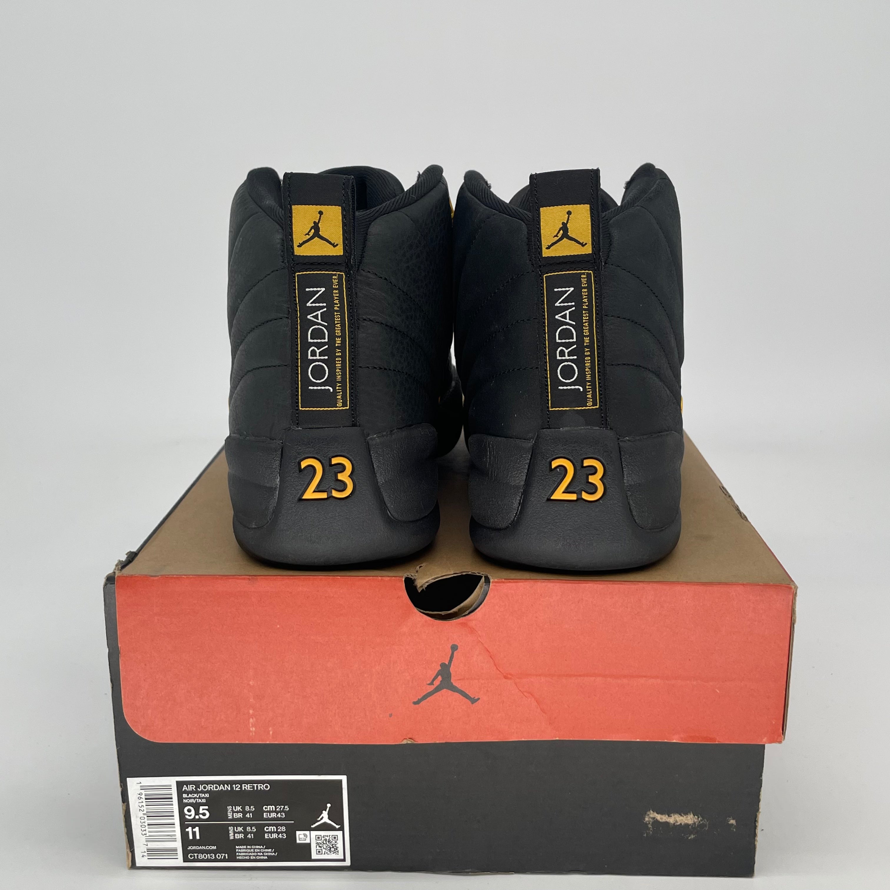 AIR JORDAN 12 BLACK TAXI CT8013-071 SIZE 9.5/11W