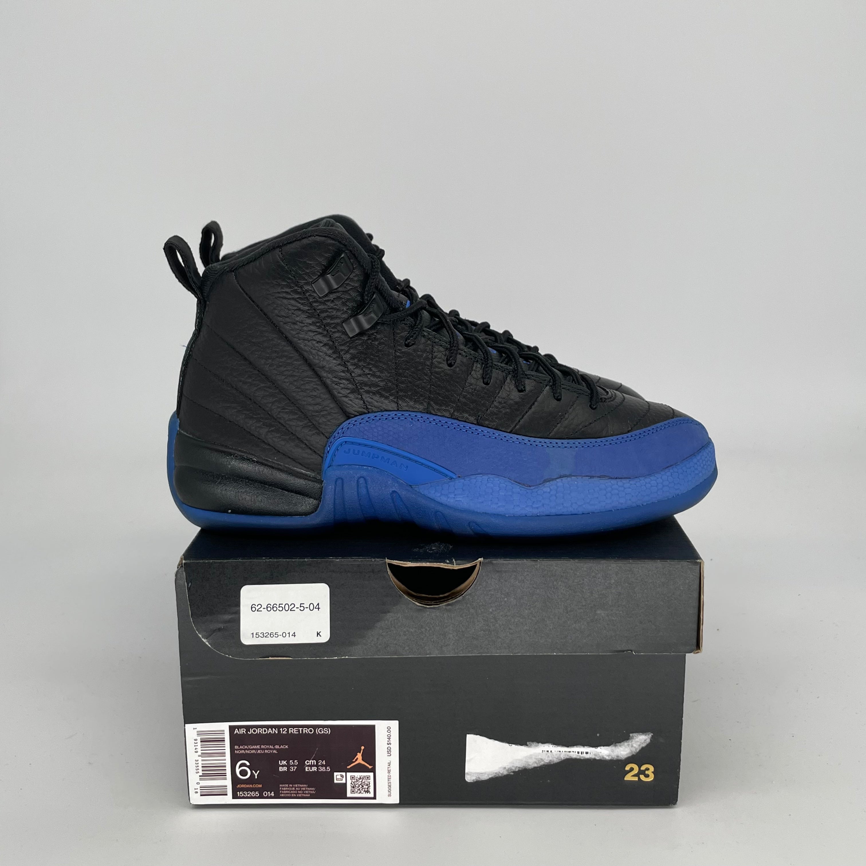 AIR JORDAN 12 BLACK GAME ROYAL SIZE 6/7.5W 153265-014