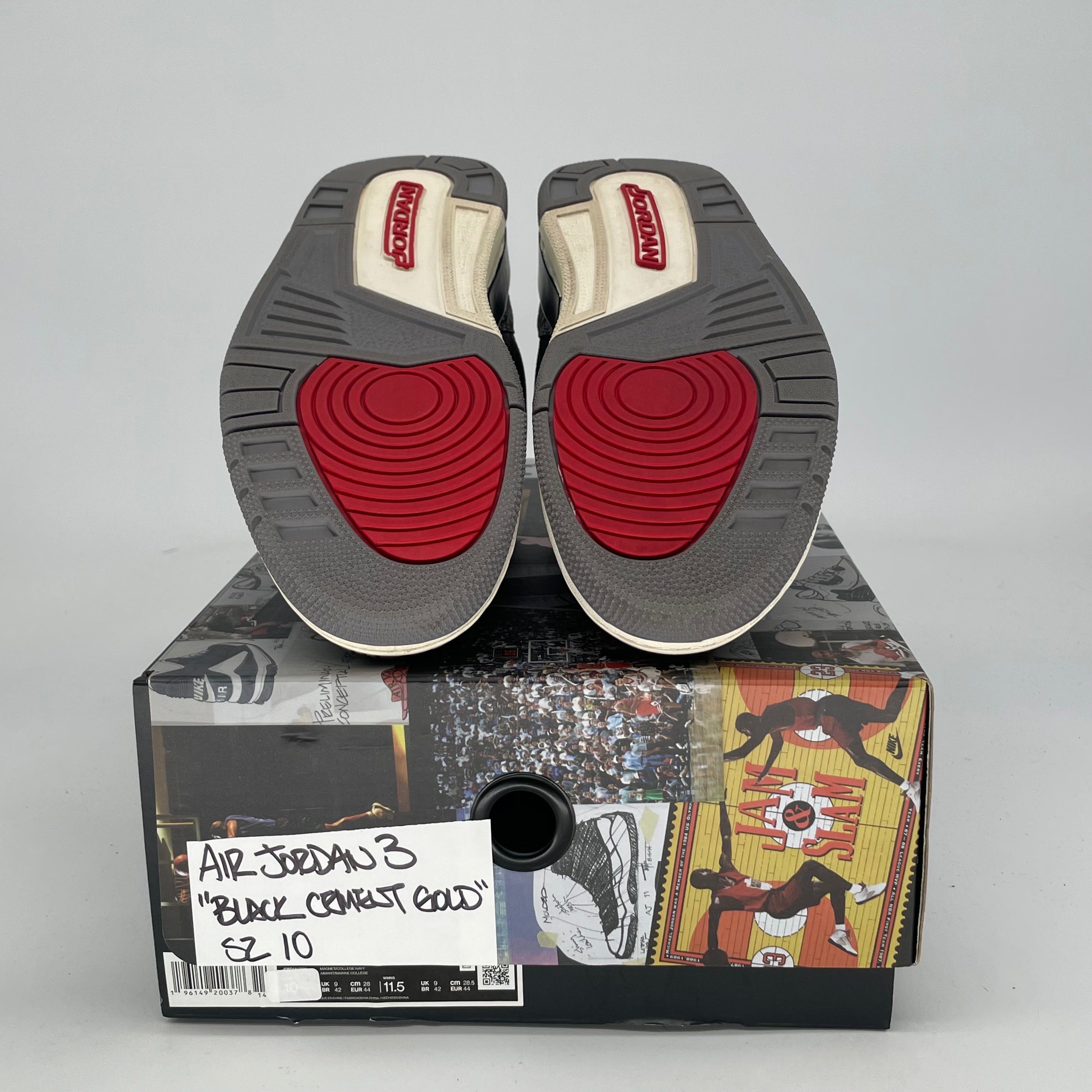 AIR JORDAN 3 BLACK CEMENT GOLD W CK9246-067 SIZE 10/11.5W