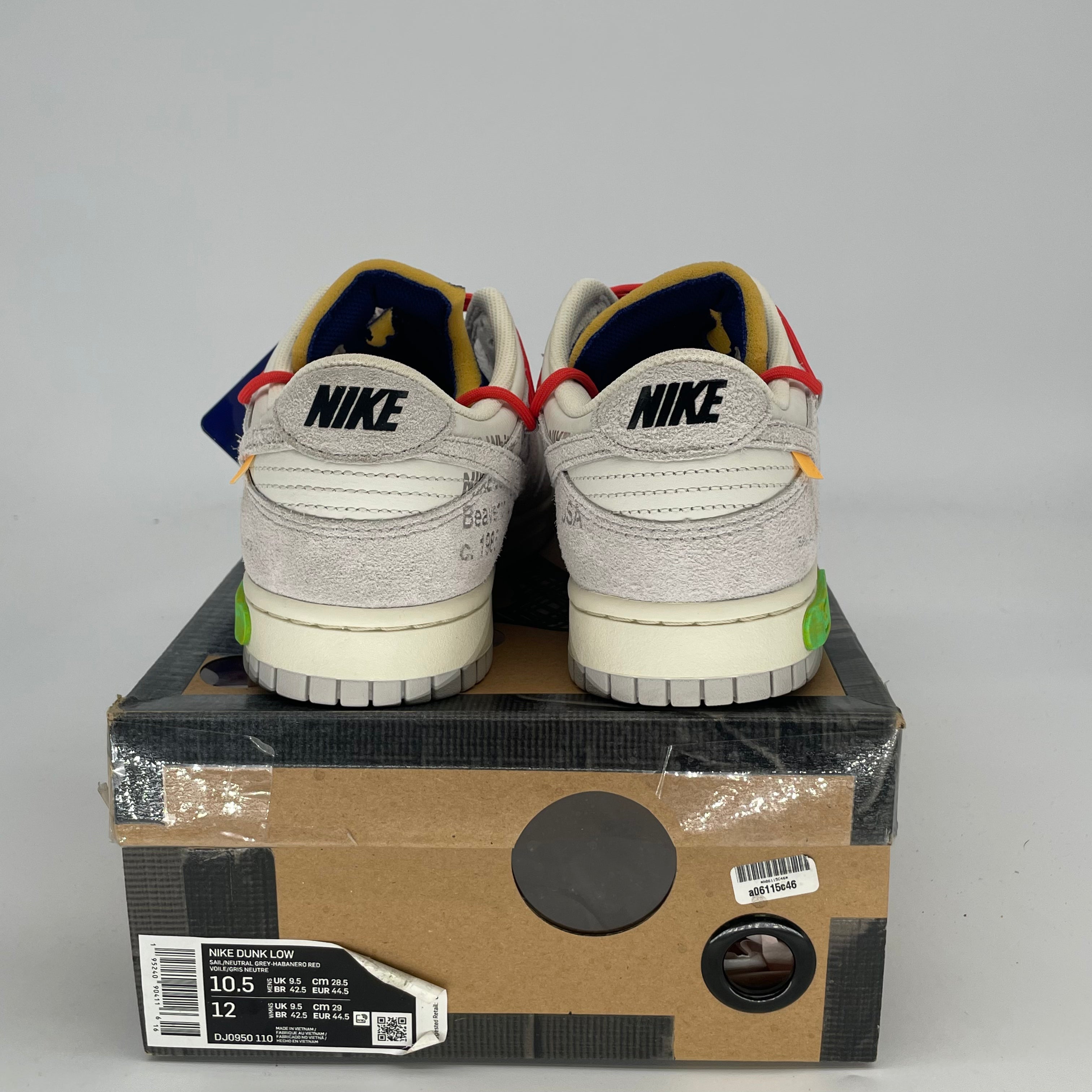 OFF WHITE X NIKE DUNK LOW LOT 13 DJ0950-110 SIZE 10.5/12W