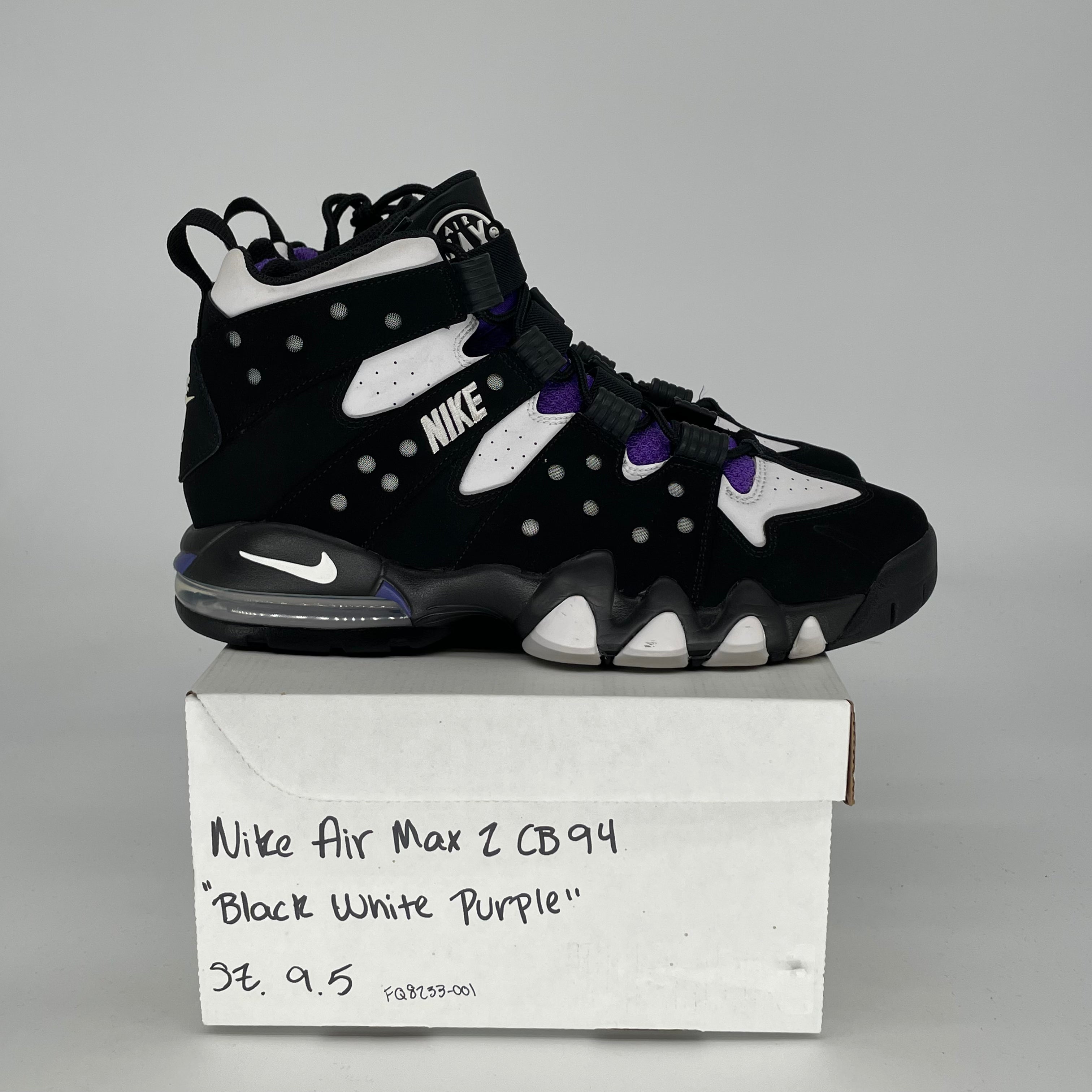 NIKE AIR MAX 2 CB 94 BLACK WHITE PURPLE SIZE 9.5/11W FQ8233-001
