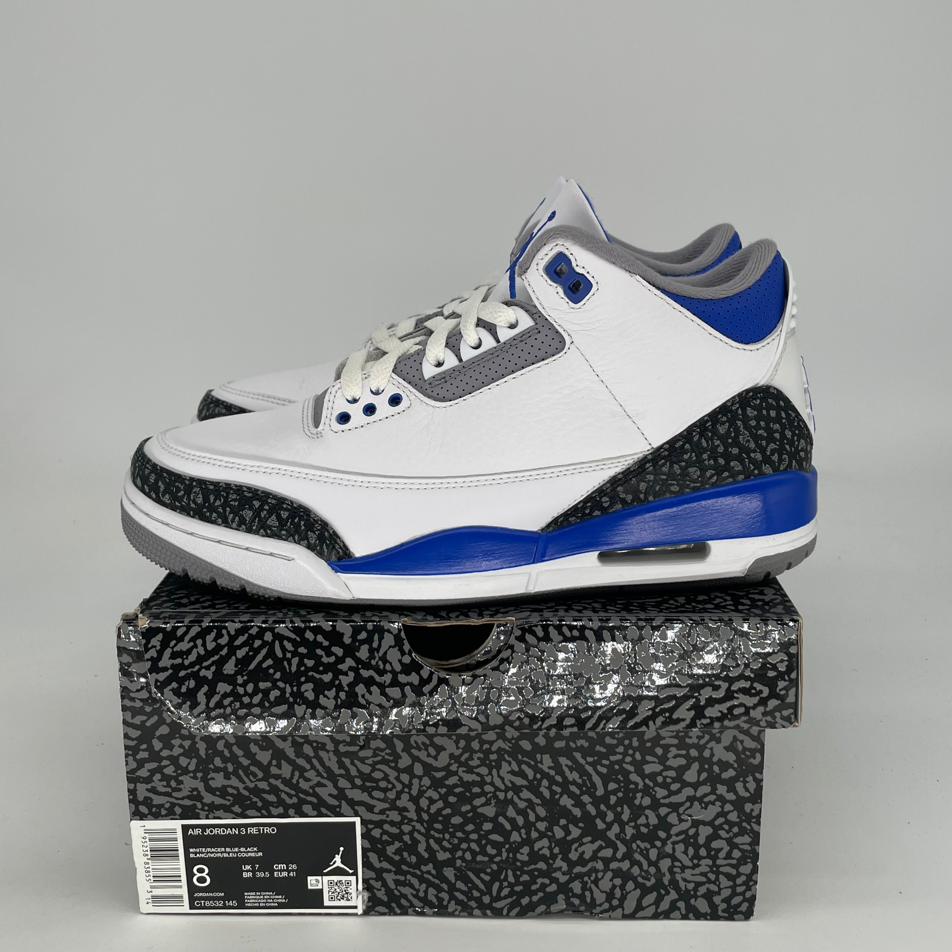 AIR JORDAN 3 RACER BLUE CT8532-145 SIZE 8/9.5W