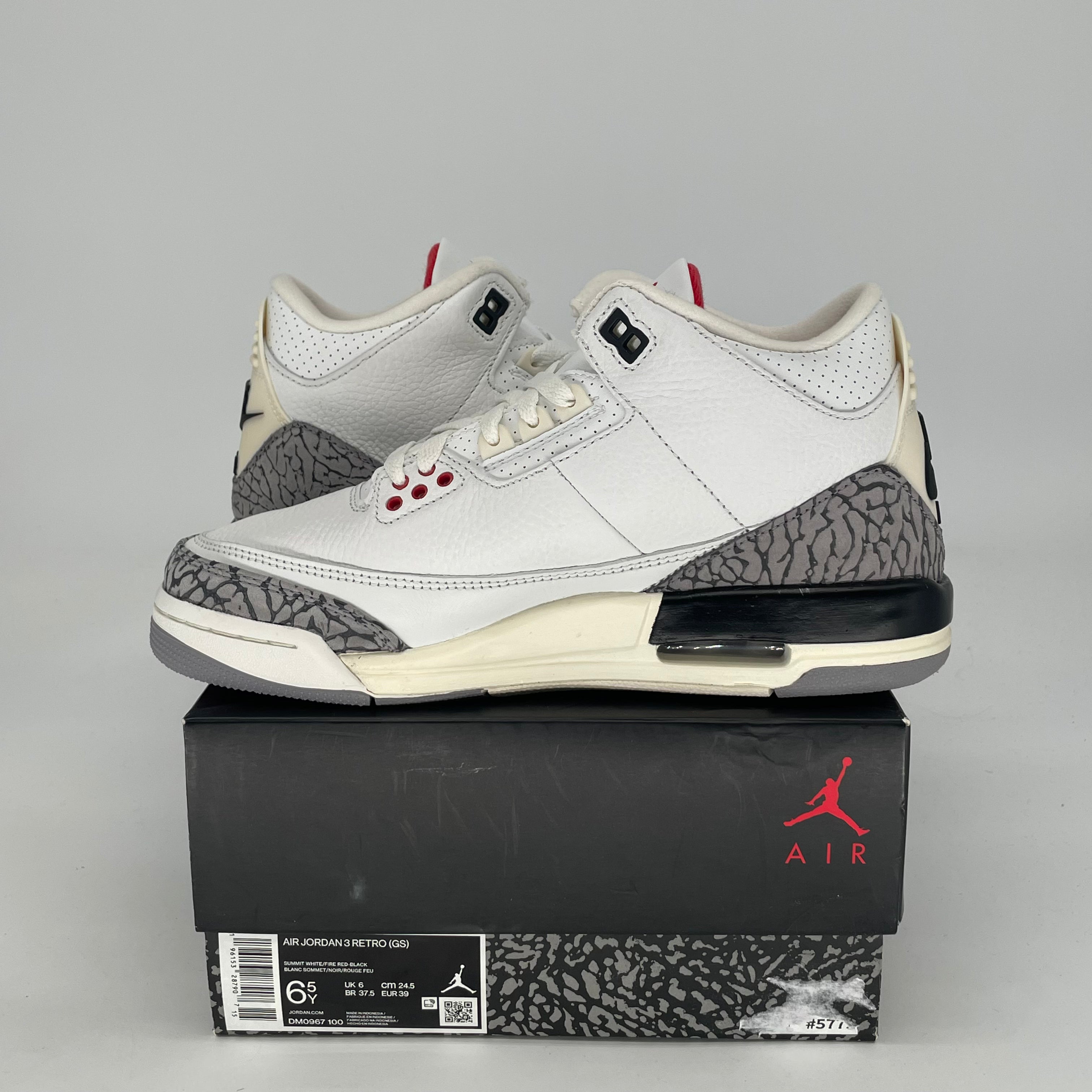 AIR JORDAN 3 WHITE CEMENT REIMAGINED DM0967-100 SIZE 6.5/8W