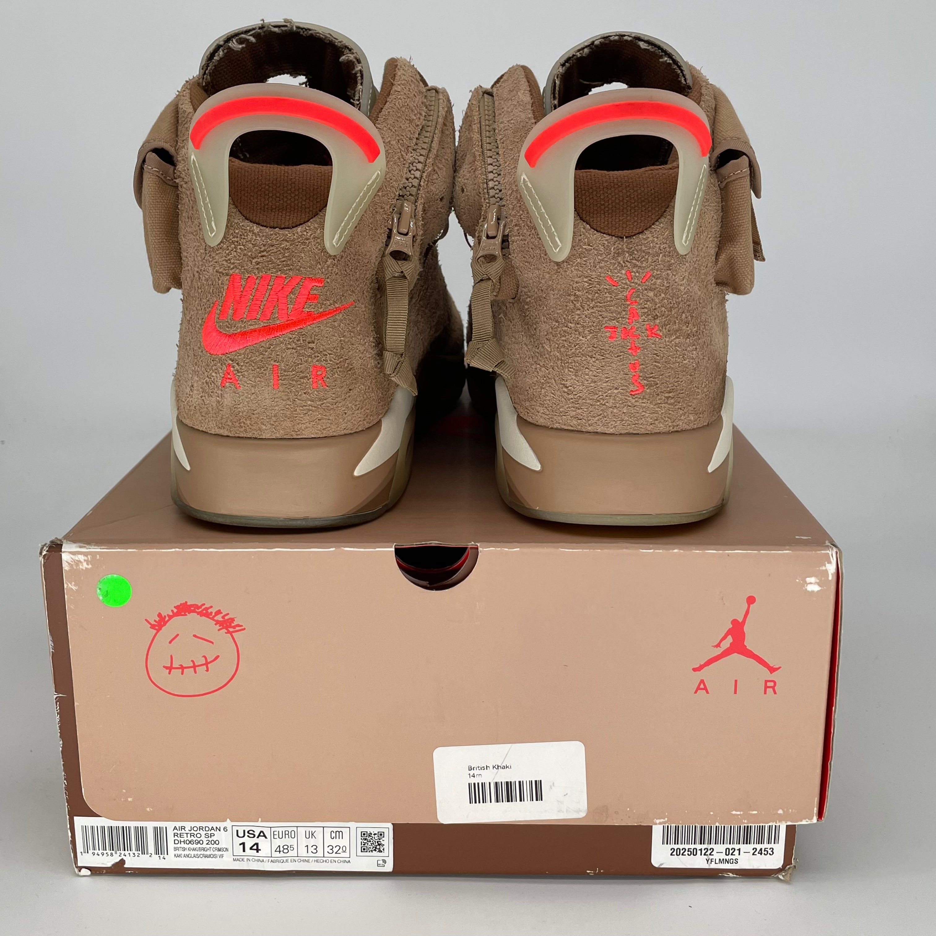 AIR JORDAN 6 TRAVIS SCOTT BRITISH KHAKI SIZE 14 DH0690-200