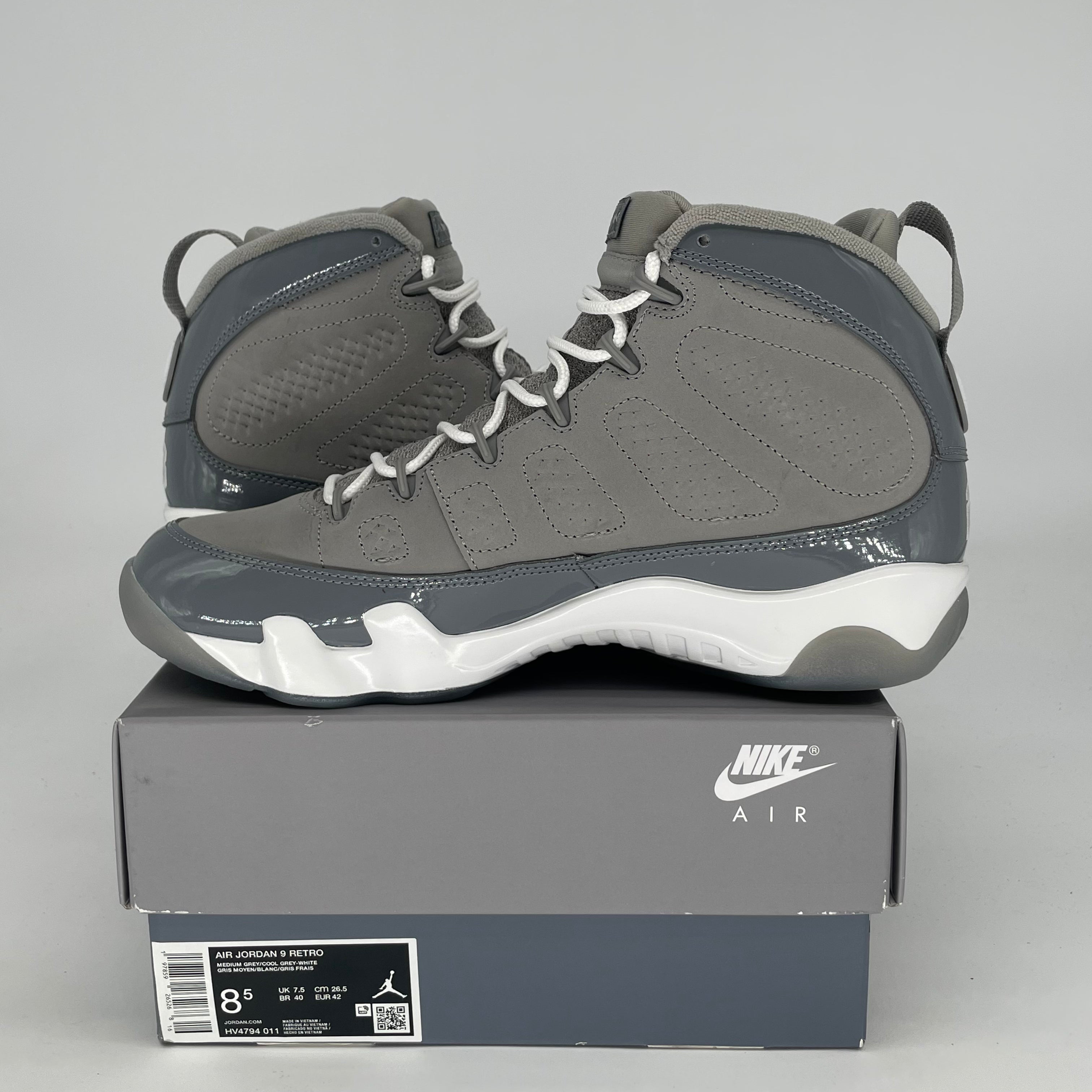 AIR JORDAN 9 COOL GREY HV4794-011 SIZE 8.5/10W