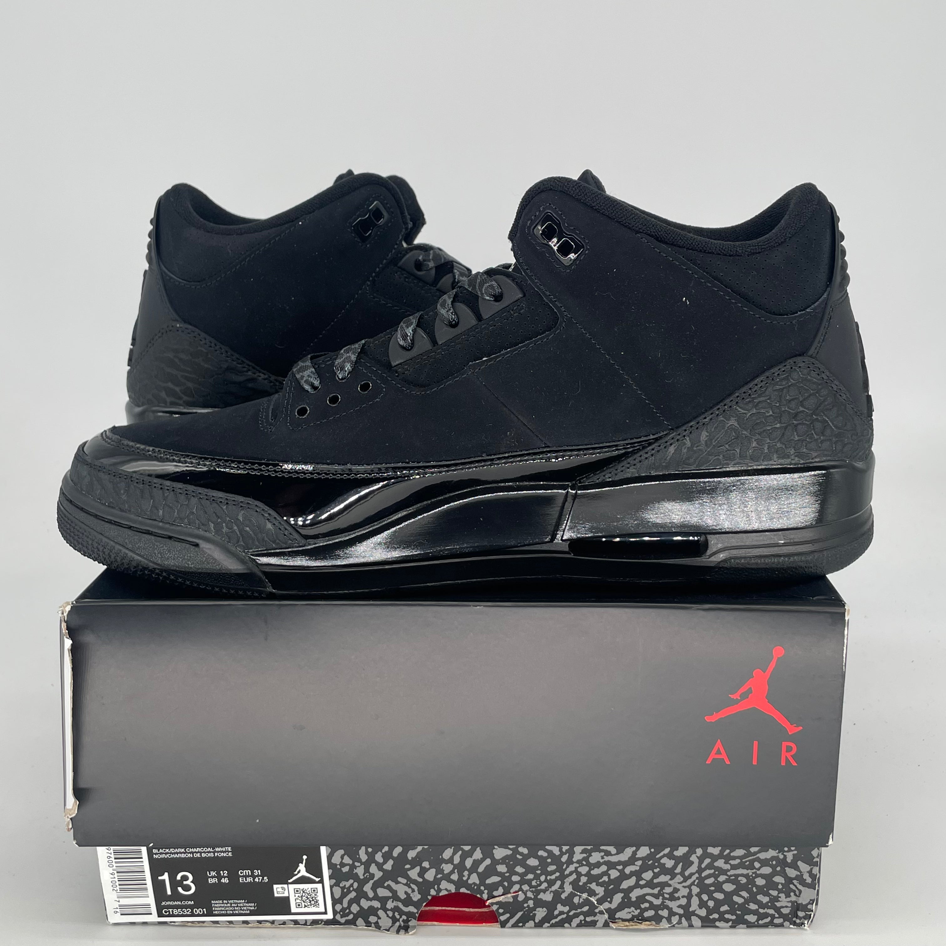 AIR JORDAN 3 BLACK CAT CT8532-001 SIZE 13/14.5W